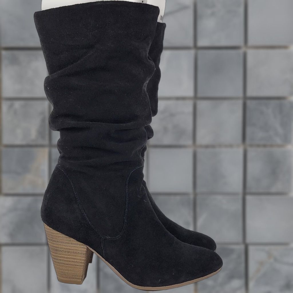 Vintage SONOMA Black Suede Boots Women Size 9 M Mid-Calf Zip Closed Toe Block Heel Chukka Winter Casual Shoes Size US 9 / IT 39 - 1 Thumbnail