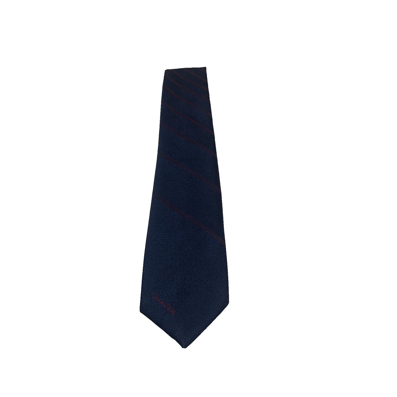 Oscar De La Renta Oscar de la Renta Tie Navy Diagonal Red Striped Signature Size ONE SIZE - 1 Thumbnail