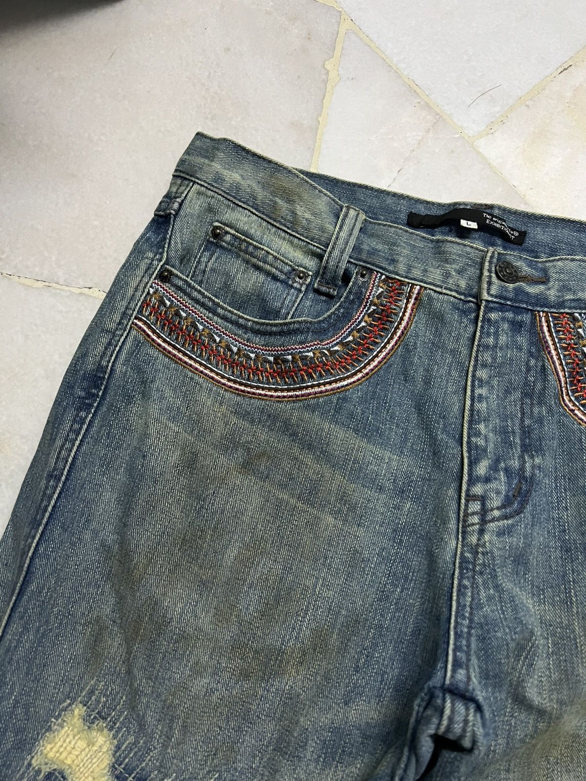 Japanese Brand × Jean × Vintage Japanese brand exhibitionist Distress Dirty Jean Size US 32 / EU 48 - 8 Thumbnail