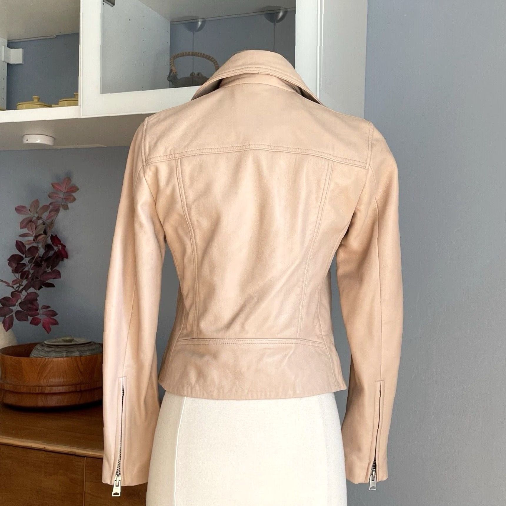 Allsaints AllSaints Dalby Leather Biker Jacket Women US 4 Pale Pink Size S / US 4 / IT 40 - 6 Thumbnail