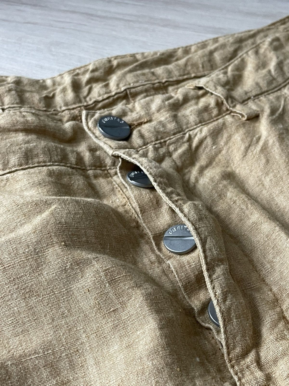 Freitag Vintage Freitag E554 Male Linen Beige Pants Size US 33 - 7 Thumbnail