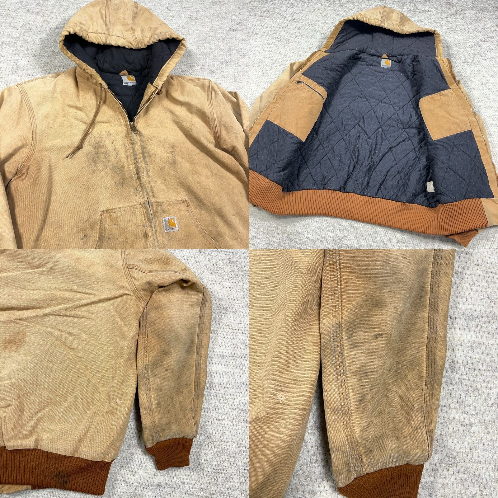 Carhartt VINTAGE Carhartt Jacket J140 Mens M Brown Canvas Union USA Distressed Thrashed Bomber Hooded Mid-Length Winter Fall Spring Size US M / EU 48-50 / 2 - 9 Thumbnail