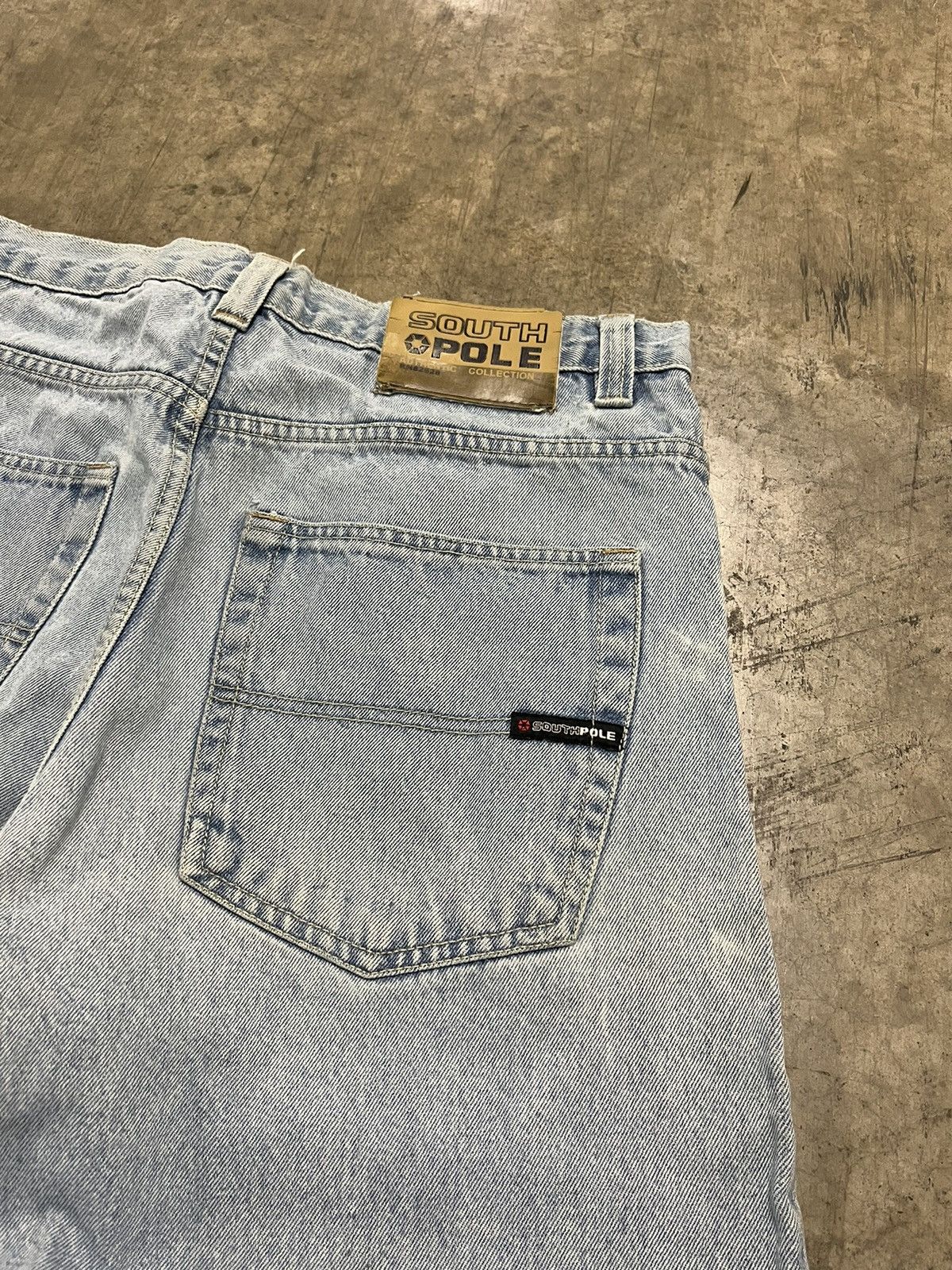 Southpole × Vintage Southpole y2k baggy fit wide leg denim light wash thrashed Size US 34 / EU 50 - 4 Thumbnail