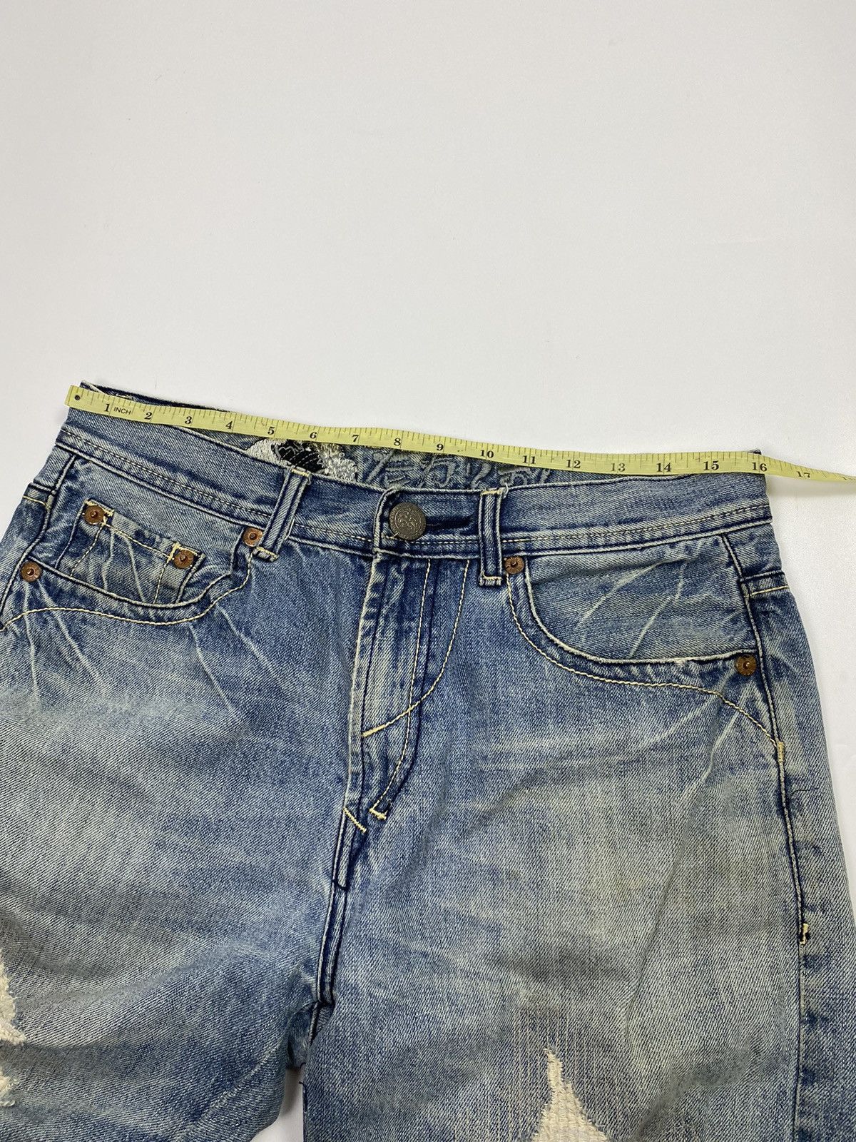 Beauty Beast × Hysteric Glamour osaka big train 📍 distressed studdet jeans japan 32x29 Size US 32 / EU 48 - 14 Thumbnail