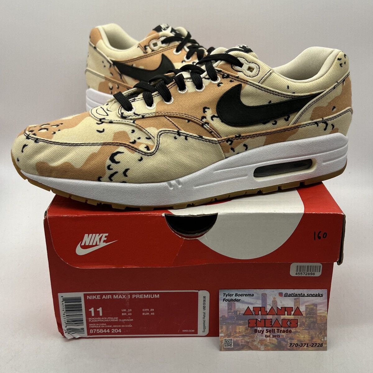 image of Nike Air Max 1 Beach Camo Shoes, Men's (Size 11)
