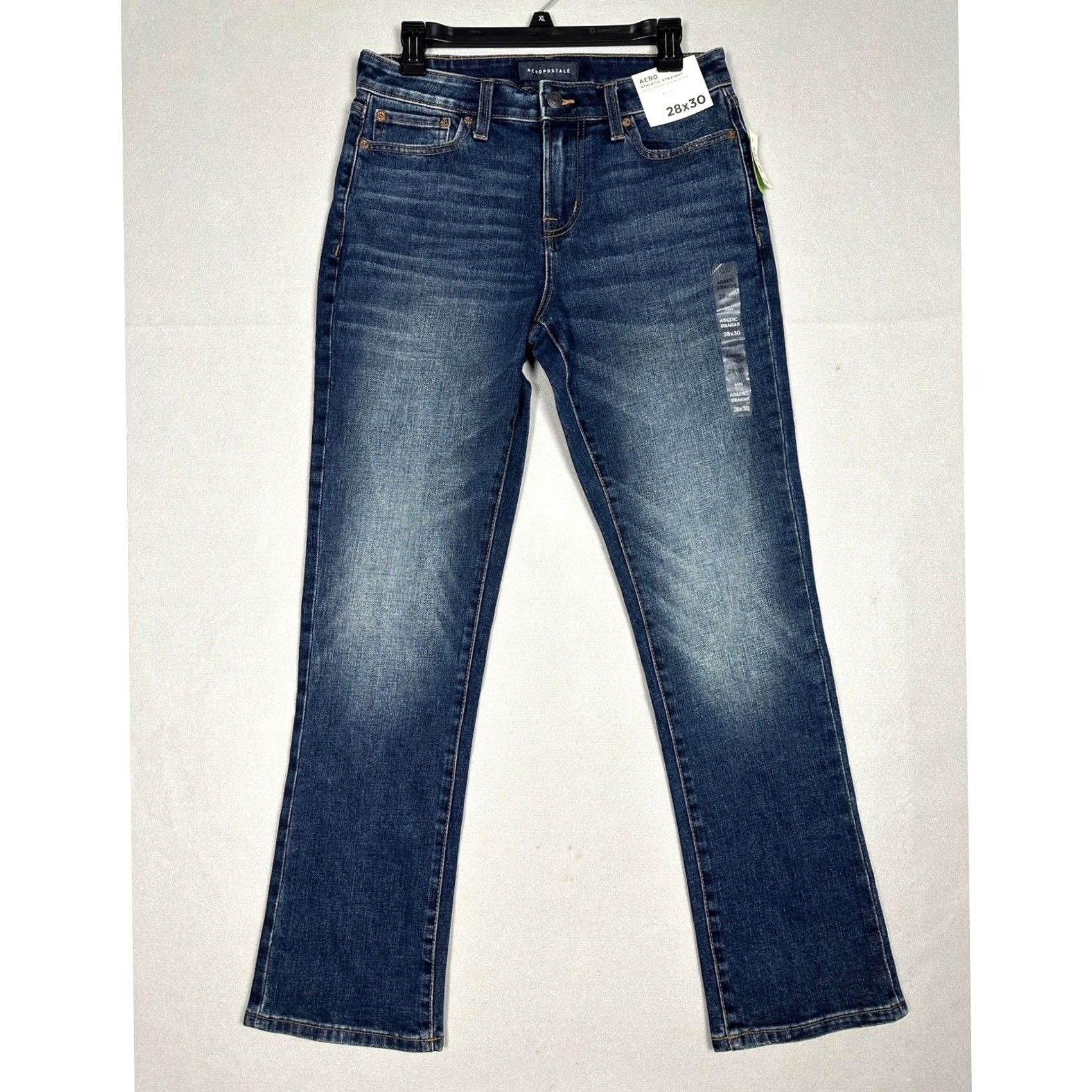 Aeropostale Aero2 Premium Air Denim Aeropostale Athletic Straight Jeans 28x30 Dark Wash Blue Mens Regular Stretch Pockets Stonewashed? Size US 28 / EU 44 - 2 Thumbnail
