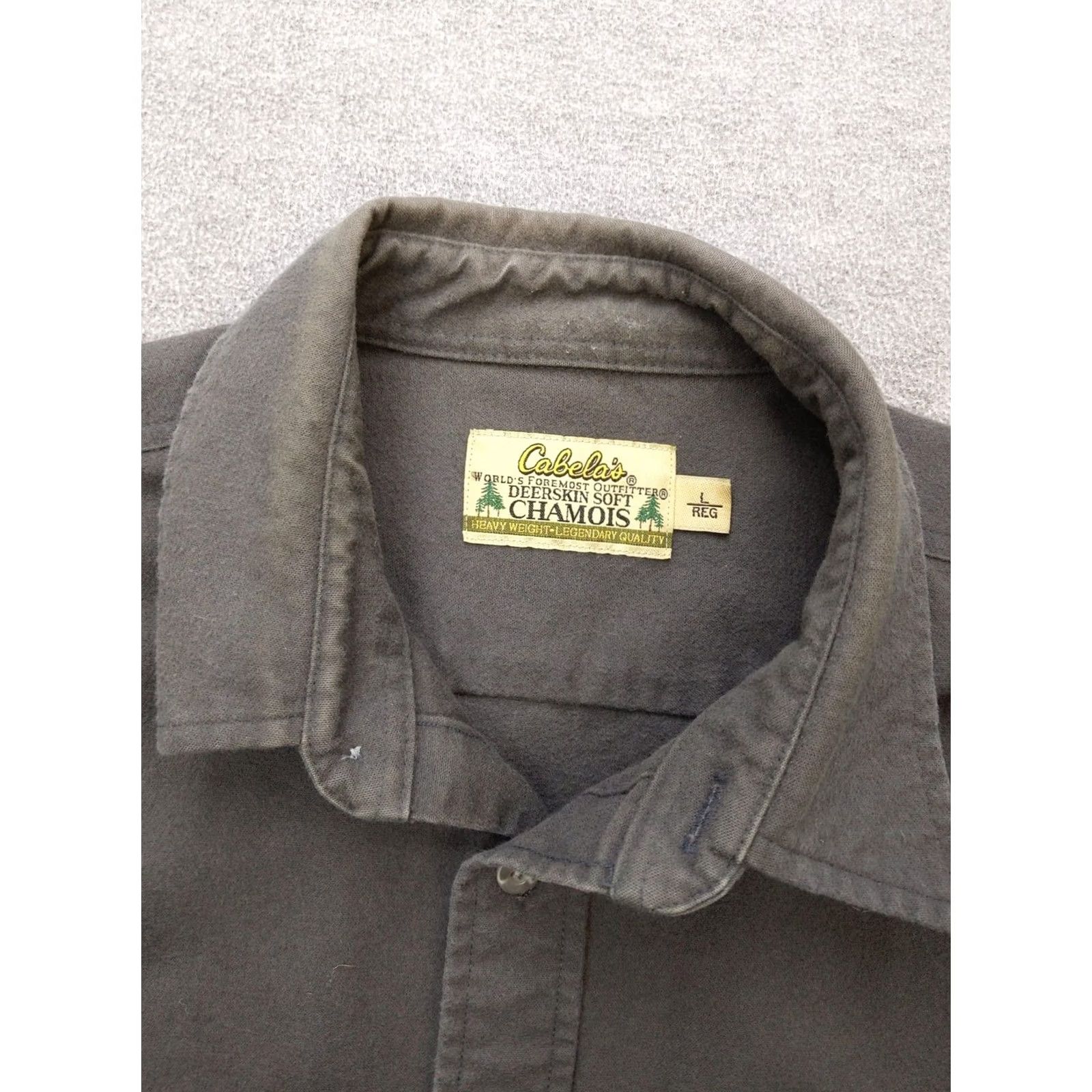 Vintage Cabela's Shirt Mens Large Gray Deerskin Chamois Flannel Heavyweight Button Up Size US L / EU 52-54 / 3 - 4 Thumbnail