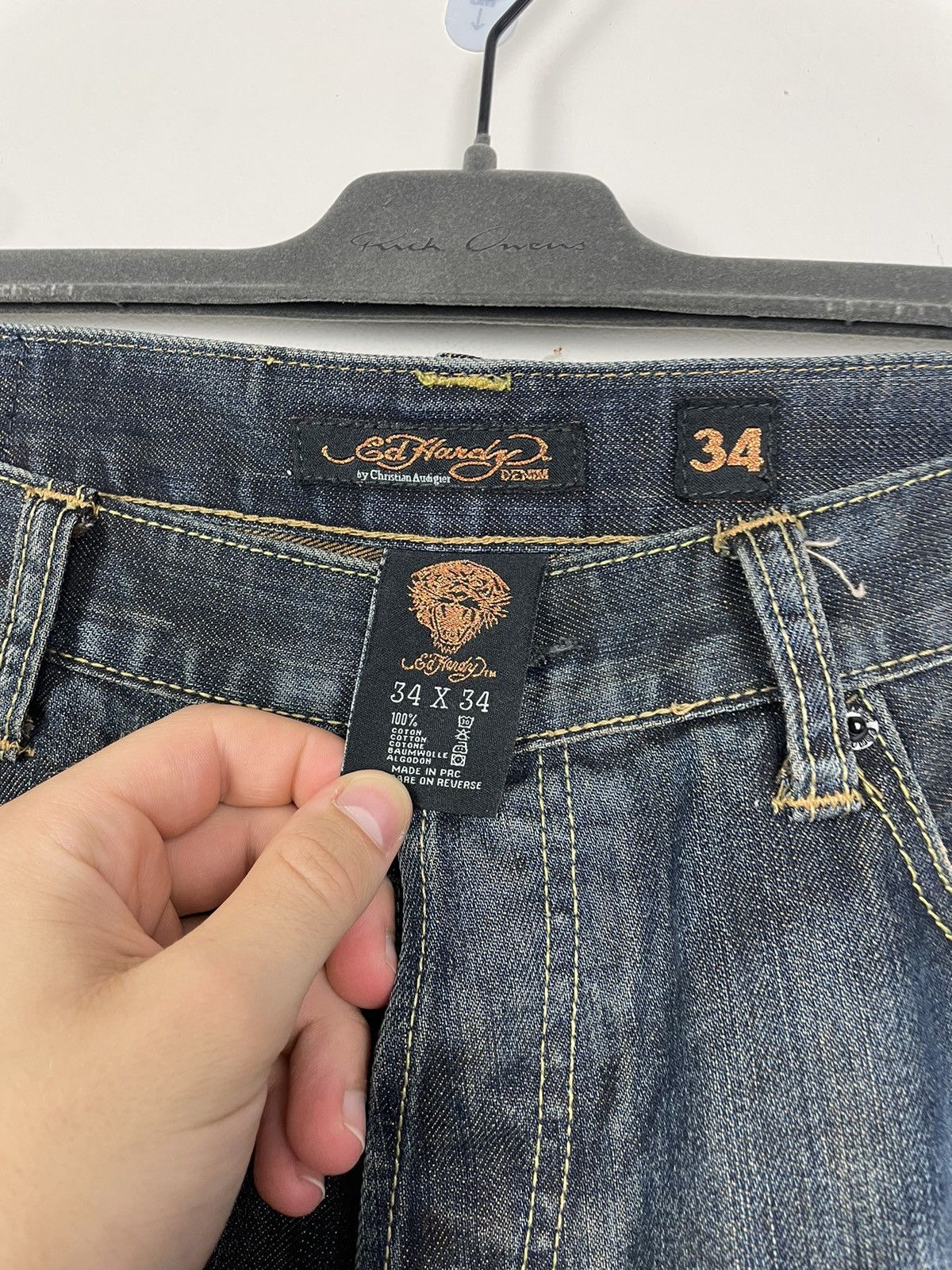 Ed Hardy Y2K Back Pocket Logo Embroidery Mud Wash Jeans Size US 36 / EU 52 - 6 Thumbnail