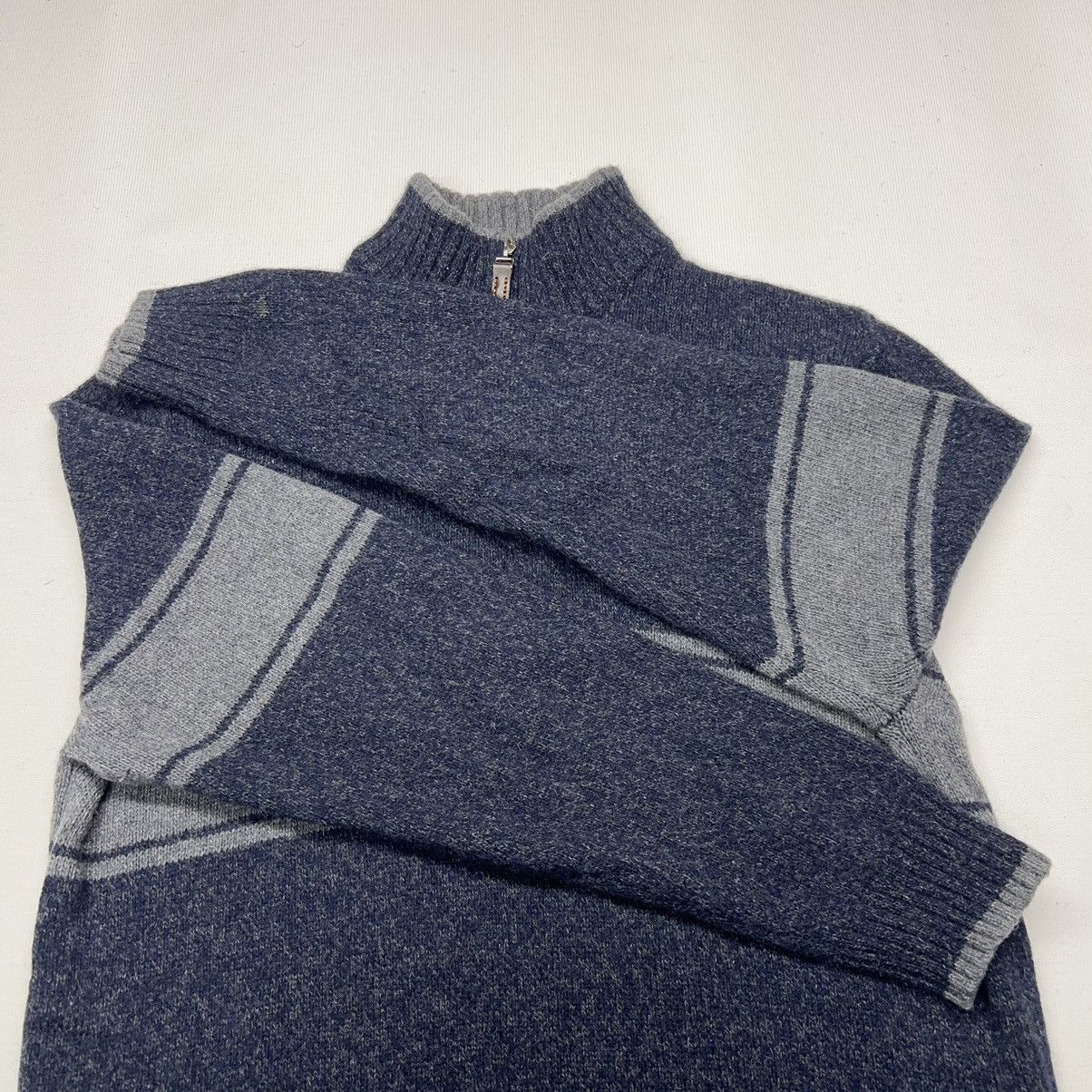 Daniele Blasi × Designer Daniele Blasi Sweater Blue 1/4 Zip Pullover Knit Italy Size US XL / EU 56 / 4 - 7 Thumbnail