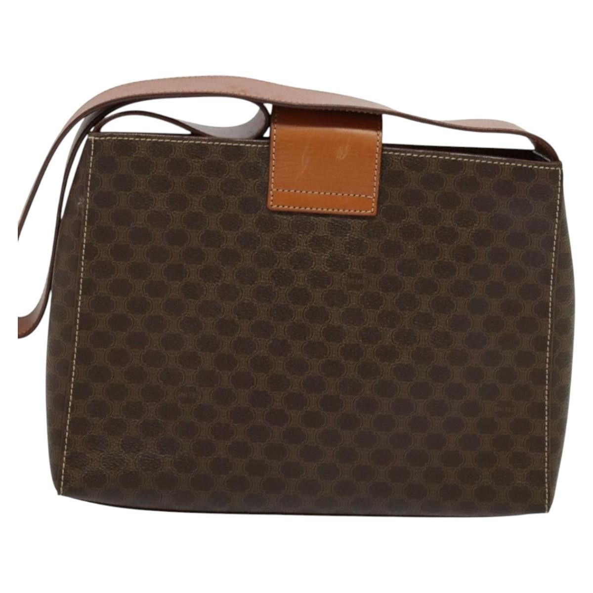 Celine CELINE Macadam Canvas Shoulder Bag Pvc Leather Brown Gold Size ONE SIZE - 3 Thumbnail
