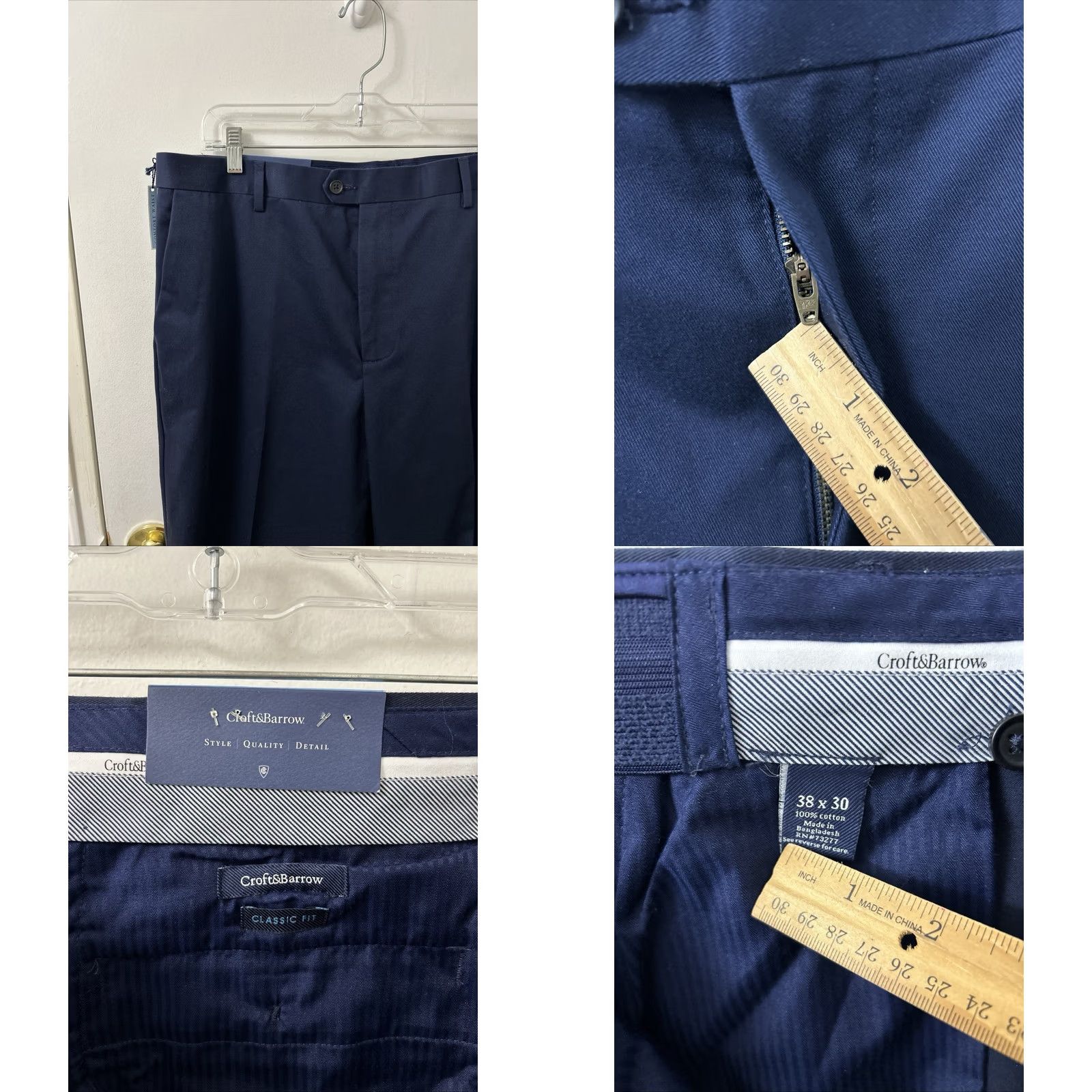 Croft & Barrow Crofts & Barrow Pants Mens 38x30 Navy Blue Classic Fit YKK No Iron Dress Pants Straight Leg 5-Pocket Size US 38 / EU 54 - 8 Thumbnail
