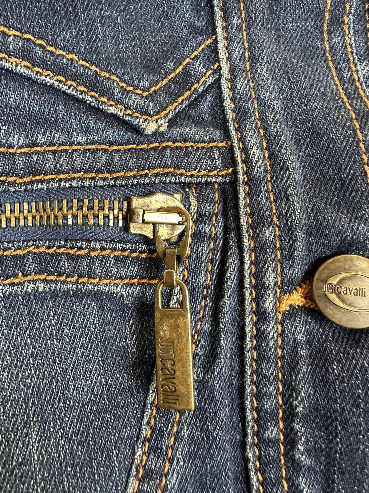 Just Cavalli × Roberto Cavalli × Vintage Just Cavalli denim vintage jacket blue biker moto cropped Size XS / US 0-2 / IT 36-38 - 6 Thumbnail