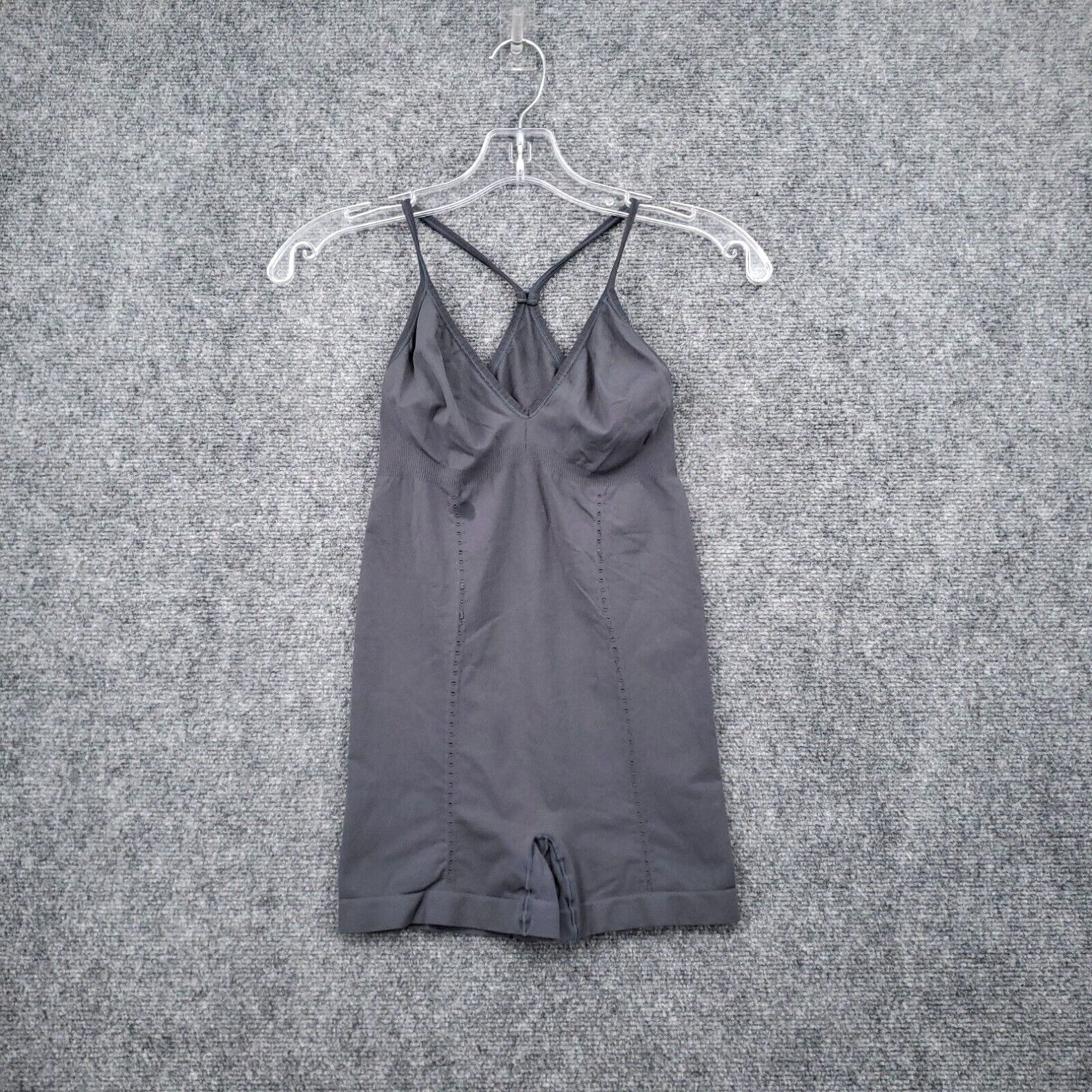 image of Spanx Romper Womens M Medium Gray Sleeveless One Piece Nylon Blend V-Neck Active in White (Size 32)
