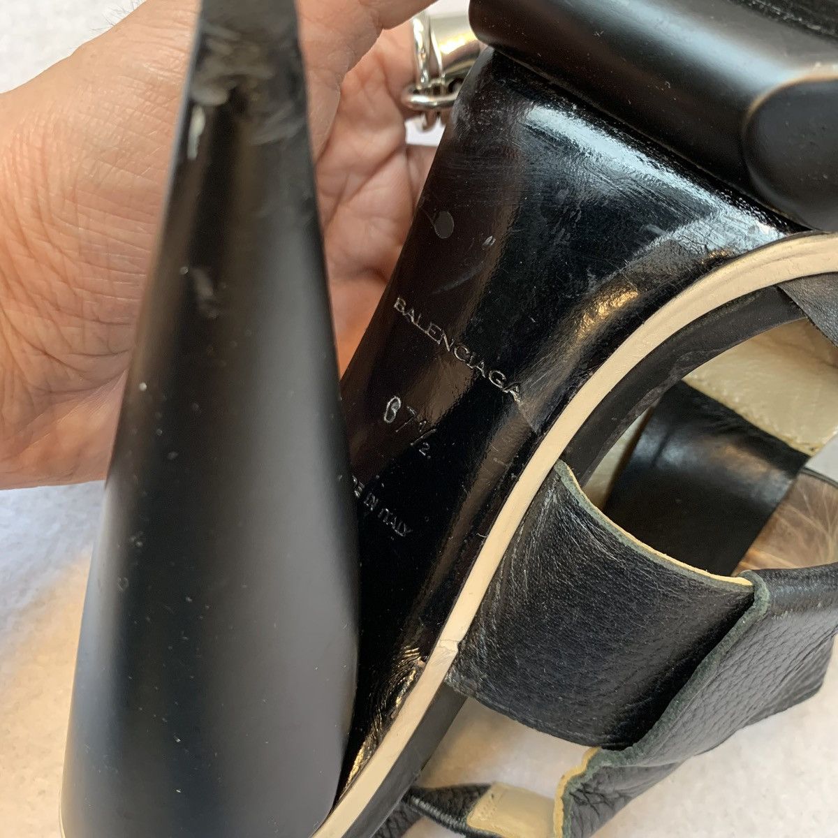Balenciaga 2000s BaIenciaga Black Leather Platform Heels Size US 7.5 / IT 37.5 - 2 Thumbnail