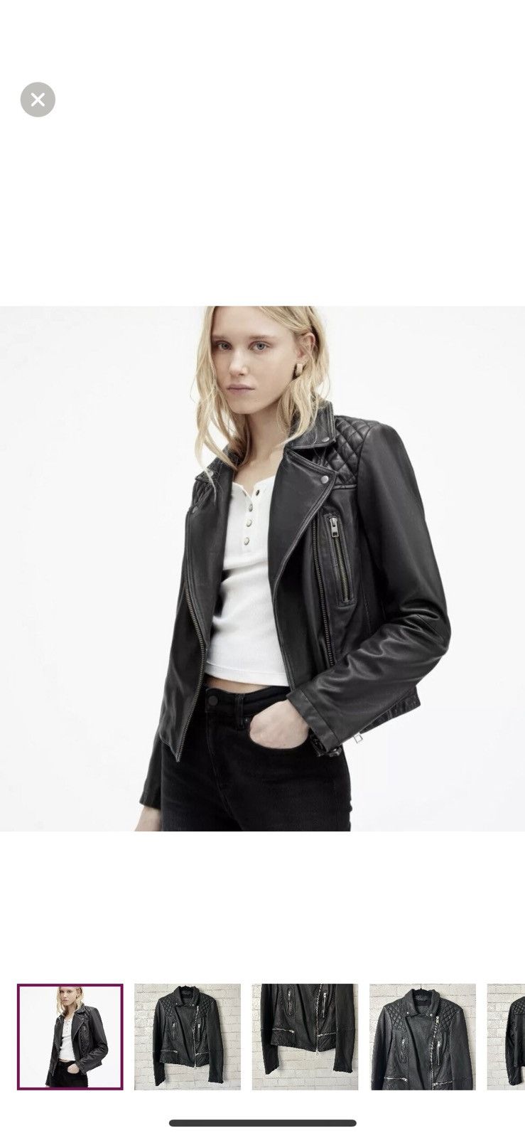 Allsaints Black sheep leather jacket Moto small Size XS / US 0-2 / IT 36-38 - 1 Thumbnail