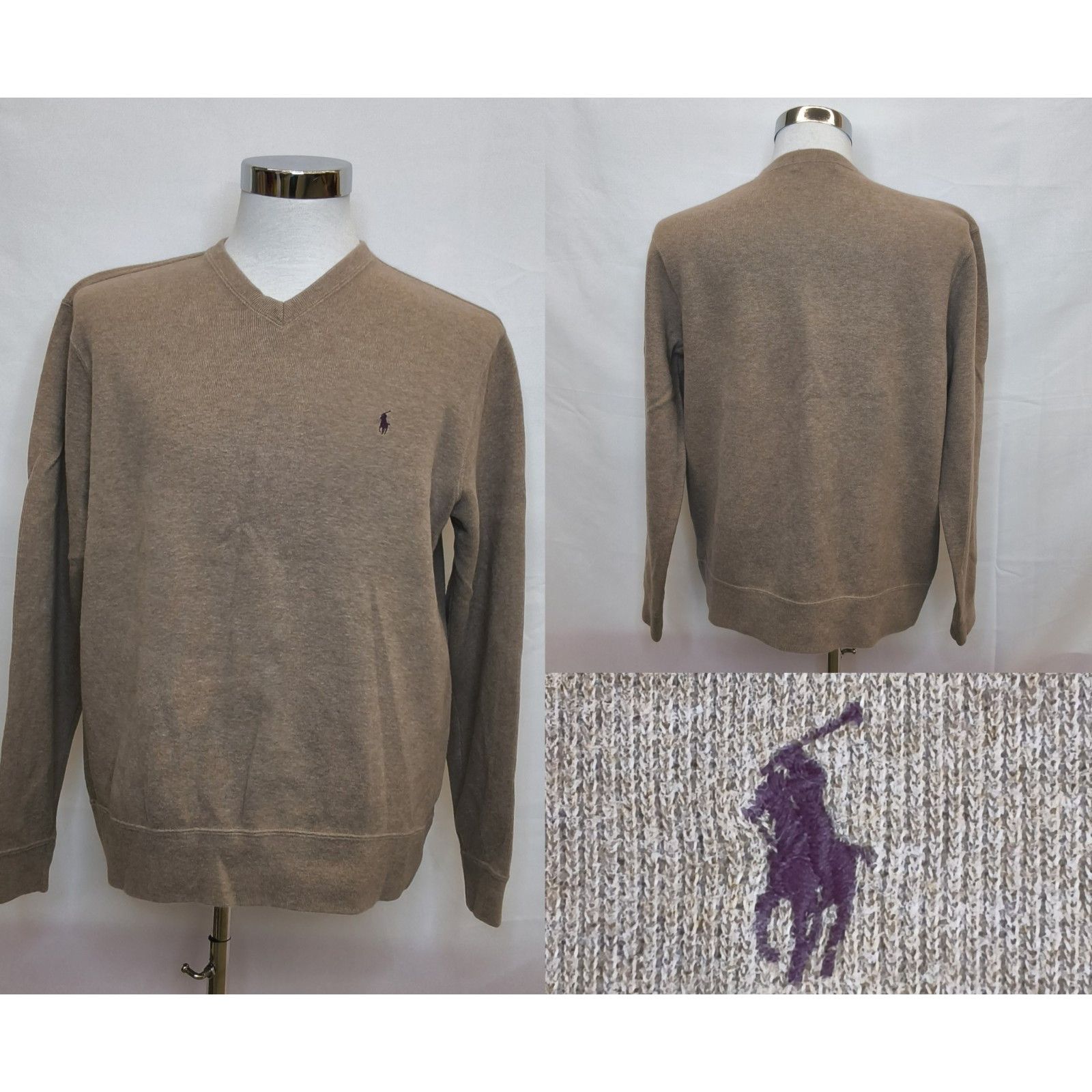 Polo Ralph Lauren Polo Ralph Lauren V-neck Sweater Men's L Brown 100% Cotton Size US L / EU 52-54 / 3 - 1 Thumbnail