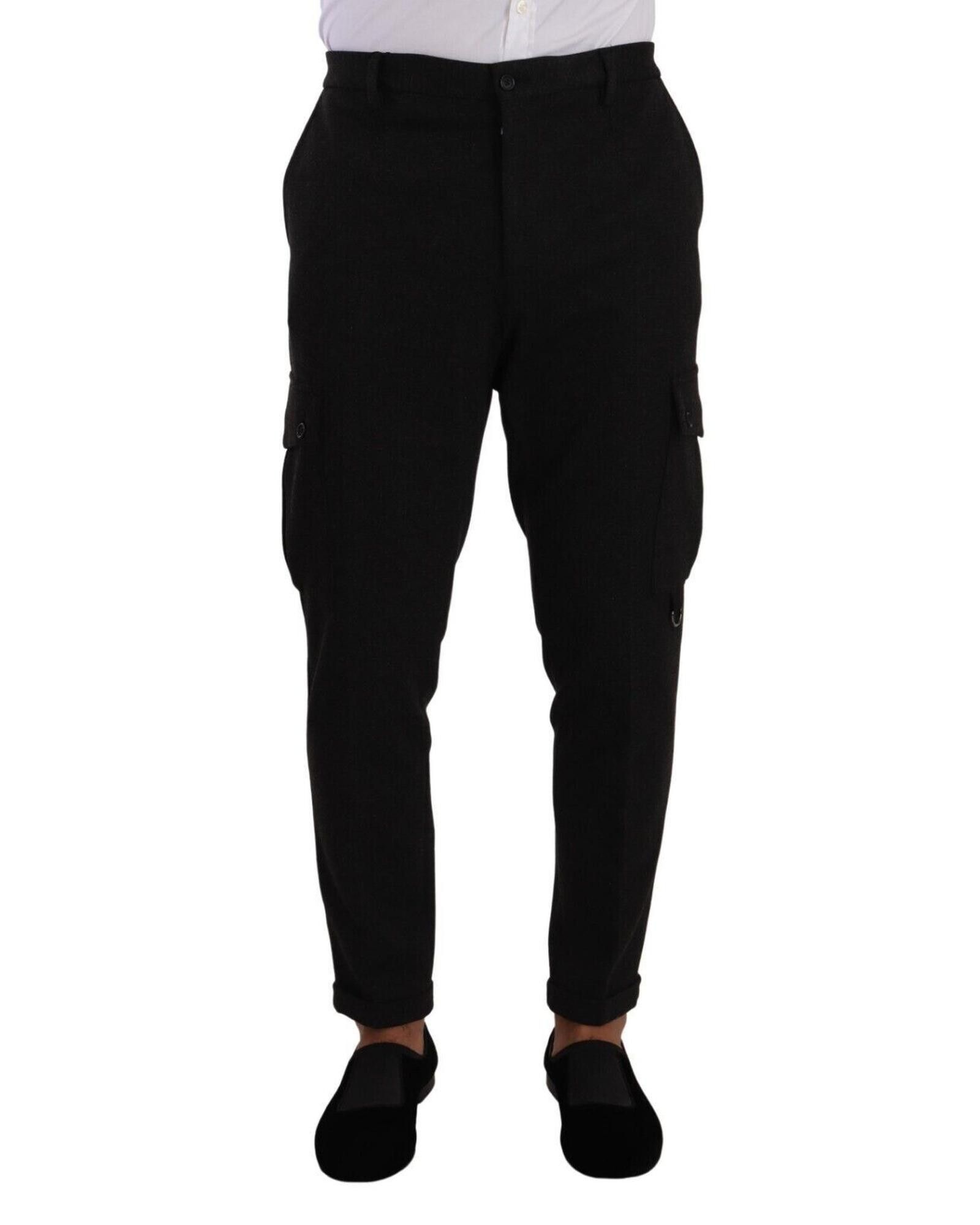 image of Dolce Gabbana Viscose Cargo Skinny Pants in Black, Men's (Size 38)