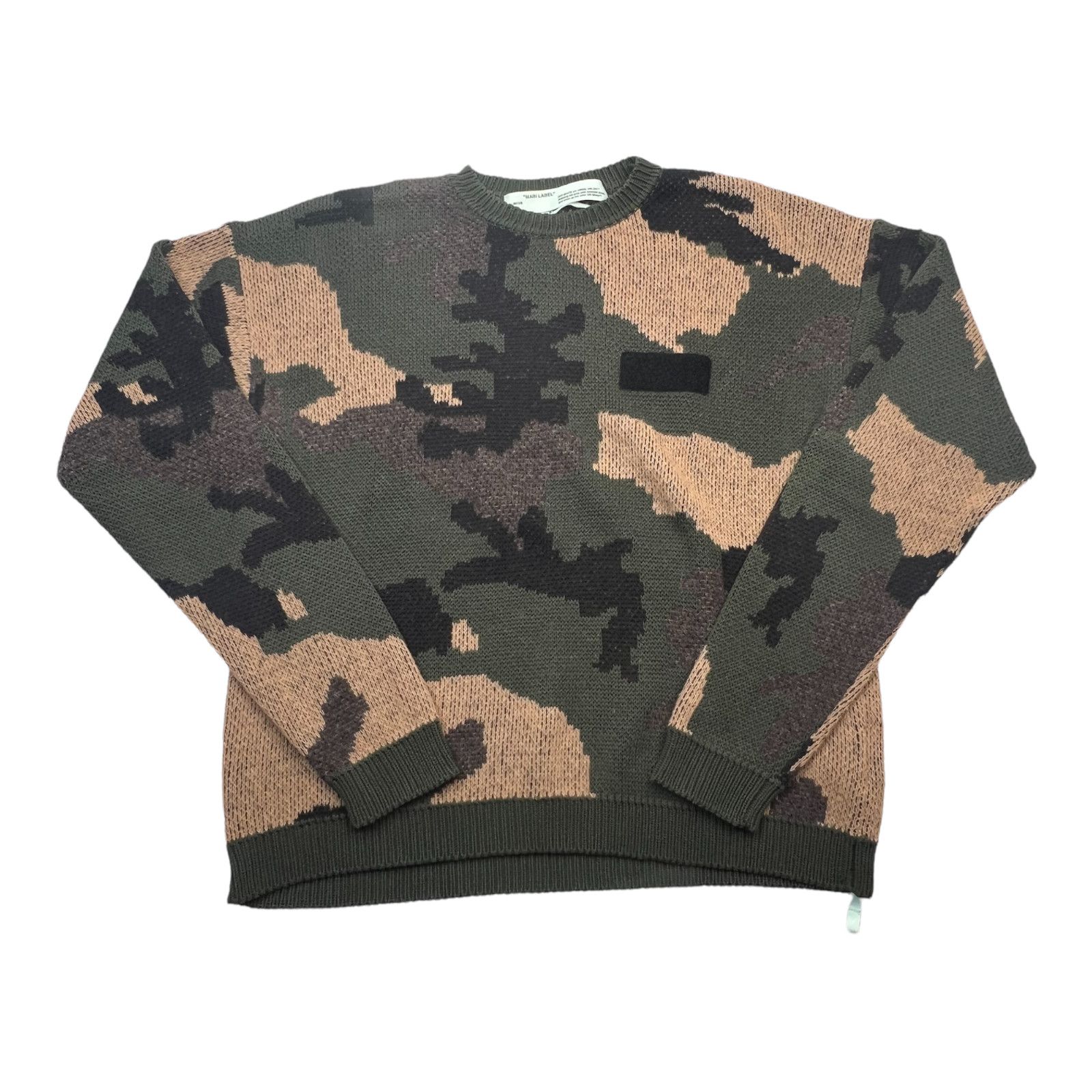 image of Off White Off-White Intarsia Knit Sweater Camouflage Pre-Owned, Men's (Size Small)