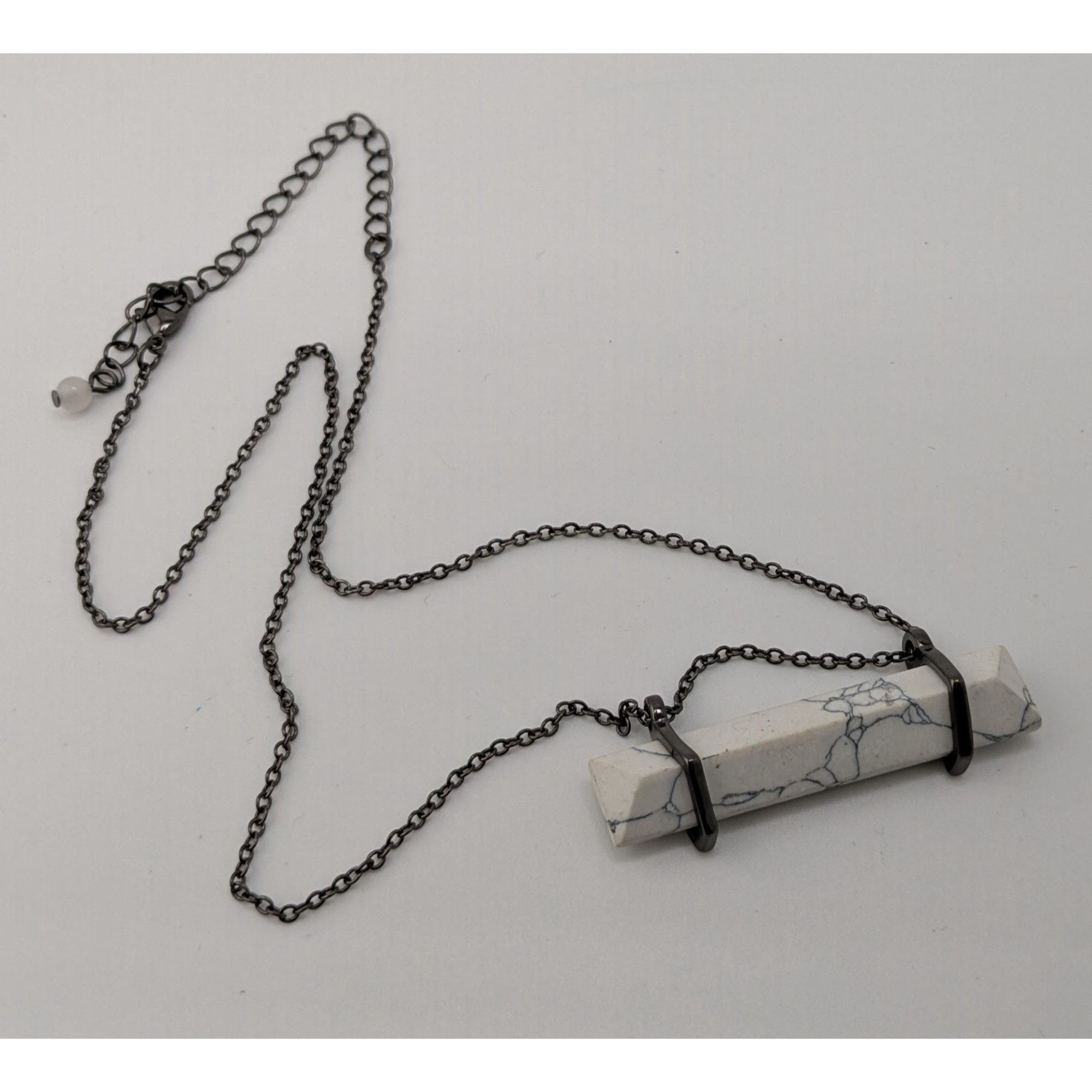 Other Modern Marbled Howlite Bar Pendant Necklace With Gunmetal To Size ONE SIZE - 5 Thumbnail
