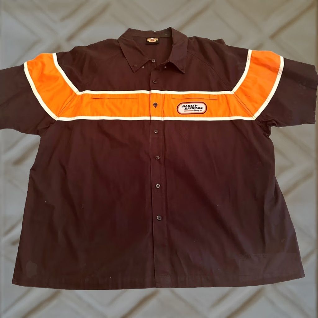 Harley Davidson HARLEY-DAVIDSON Shirt Mens 2XL Embroidered Garage Mechanics Work Short Sleeve Button-Up Casual Black Cotton Logo Size US XXL / EU 58 / 5 - 1 Thumbnail