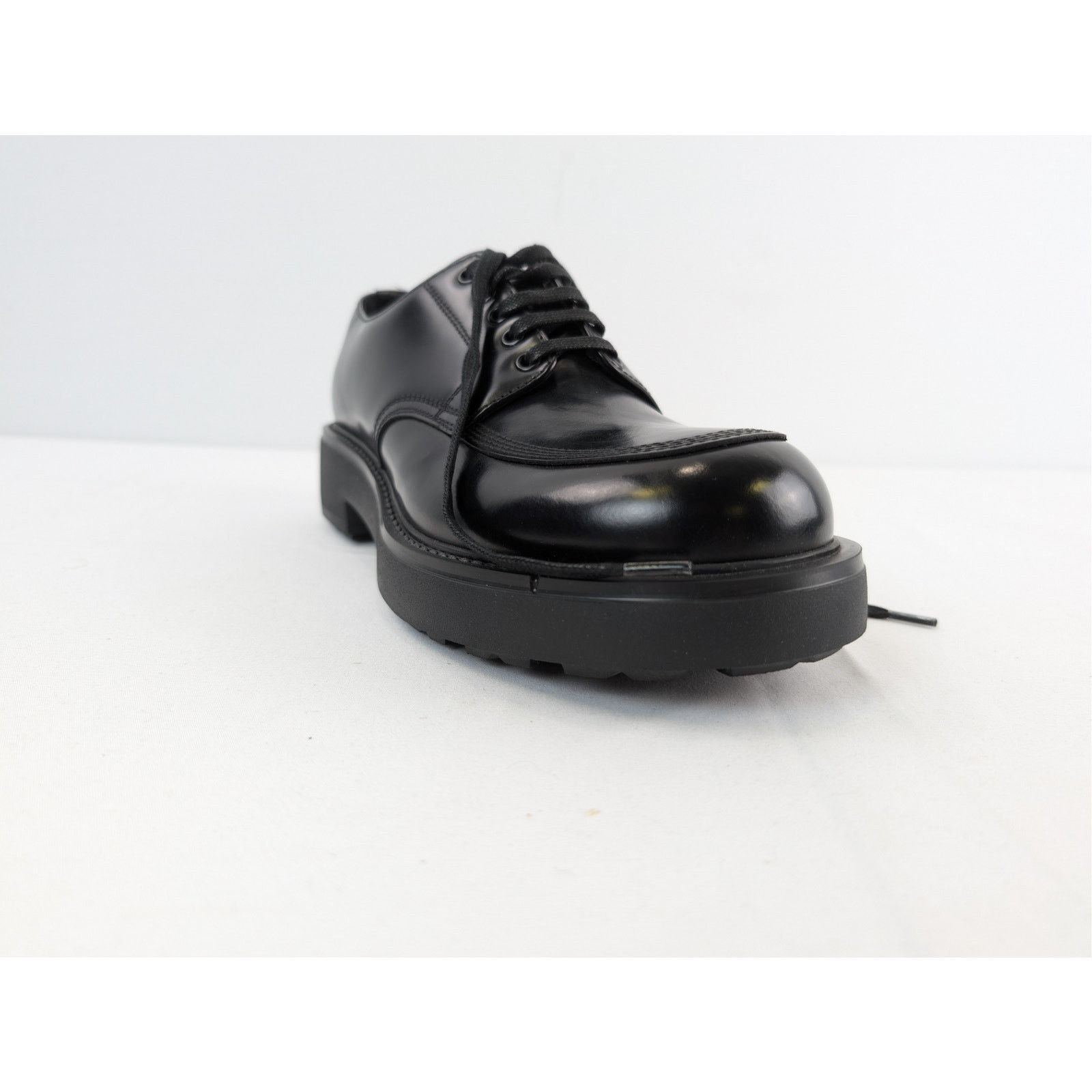 Prada o1rshd1 Brushed Leather Derby Shoes Boots in Black Size US 8 / EU 41 - 2 Thumbnail