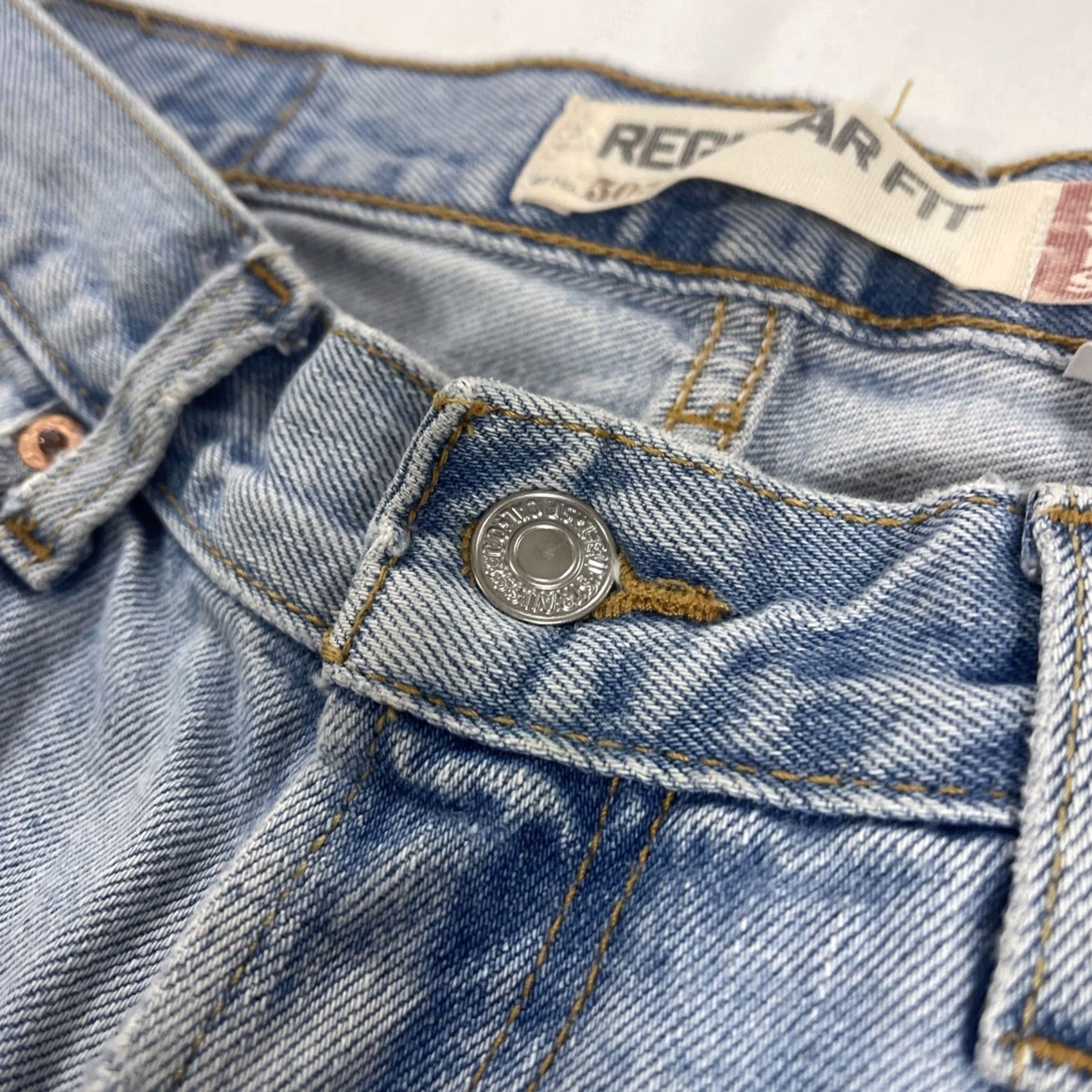 Levi's Levi's Denim Jeans 505 Regular Fit 33x32 Blue Distressed Men Size US 33 - 6 Thumbnail