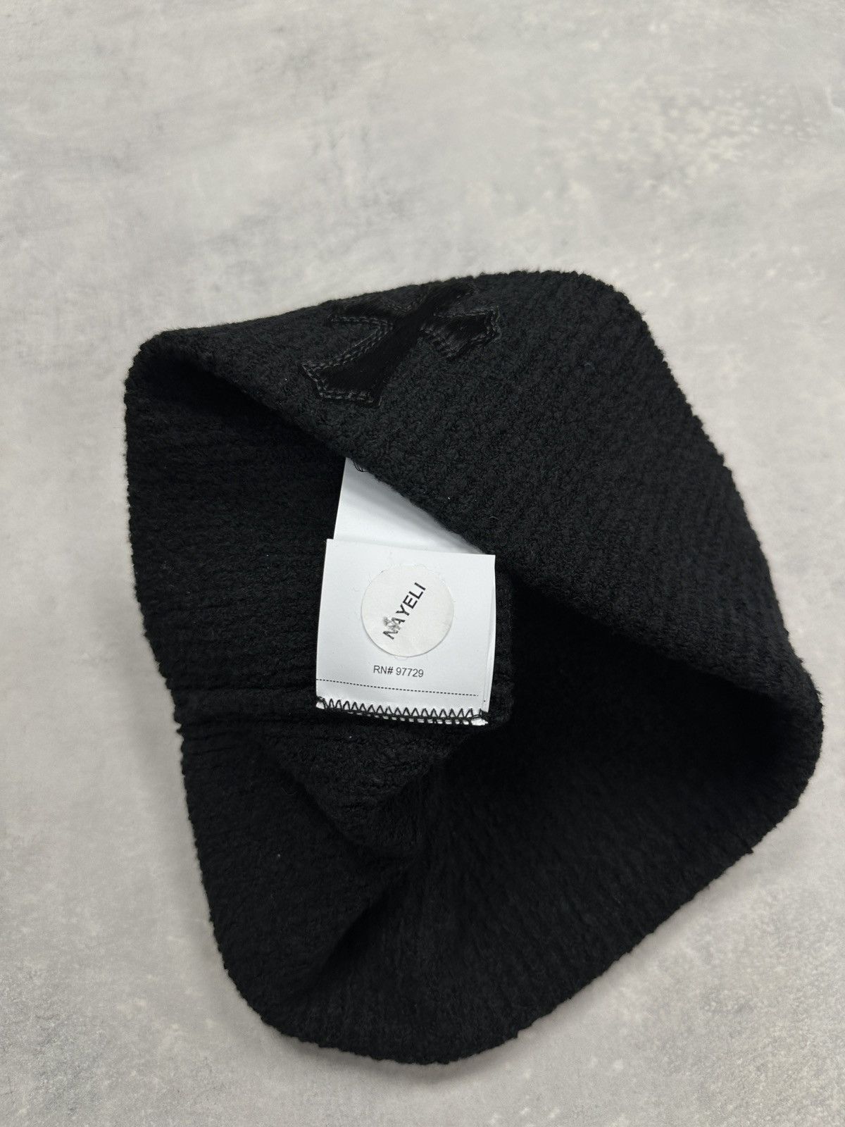 Chrome Hearts Chrome Hearts Badda Bing Pony Hair Cross Patch Beanie Black Size ONE SIZE - 8 Thumbnail