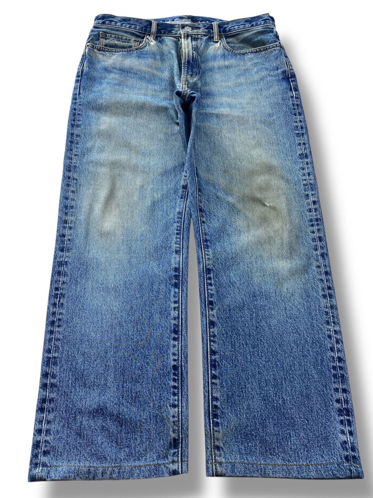 Uniqlo Uniqlo Faded Blue Wash Style Straight Leg Jeans Size US 35 - 1 Thumbnail