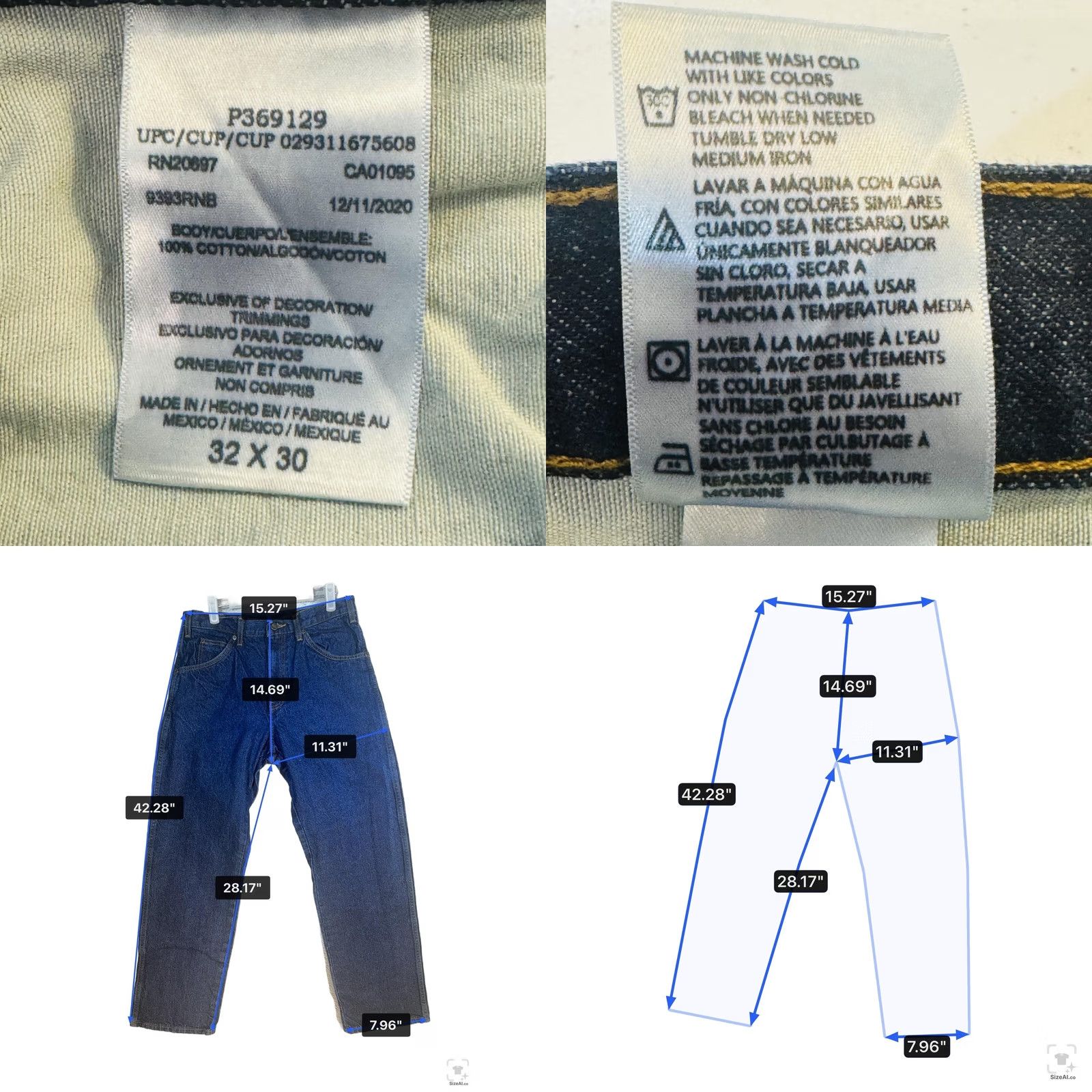 Dickies Dickies Jeans Mens 32x30 Blue Dark Wash Straight Relaxed Denim Zip Fly Vintage No (Logo) USA Size US 32 / EU 48 - 8 Thumbnail