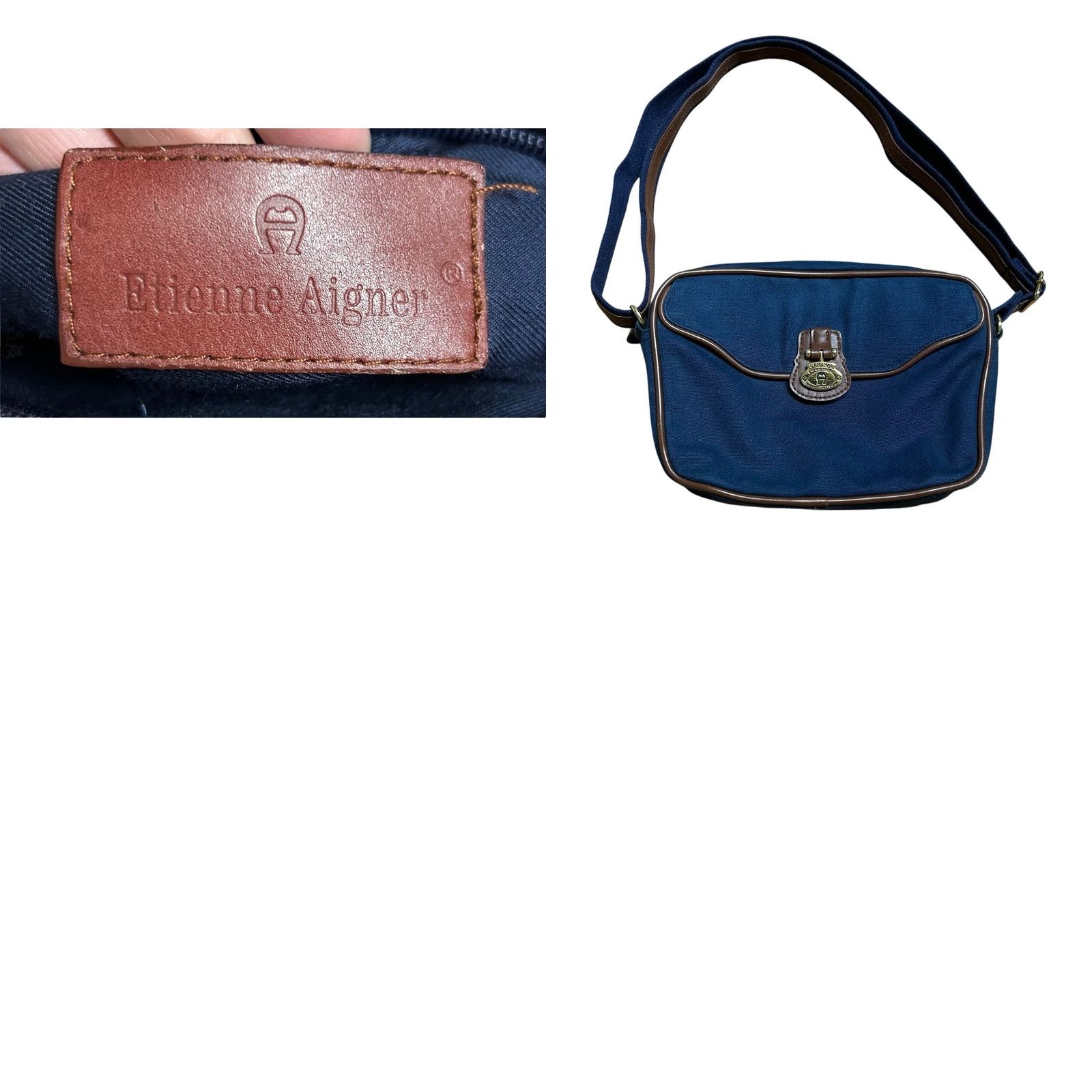Etienne Aigner Etienne Aigner Vintage Navy Blue Canvas Crossbody Purse Shoulder Bag Women’s Women’s Crossbody Bag Navy Blue Canvas Size ONE SIZE - 11 Thumbnail