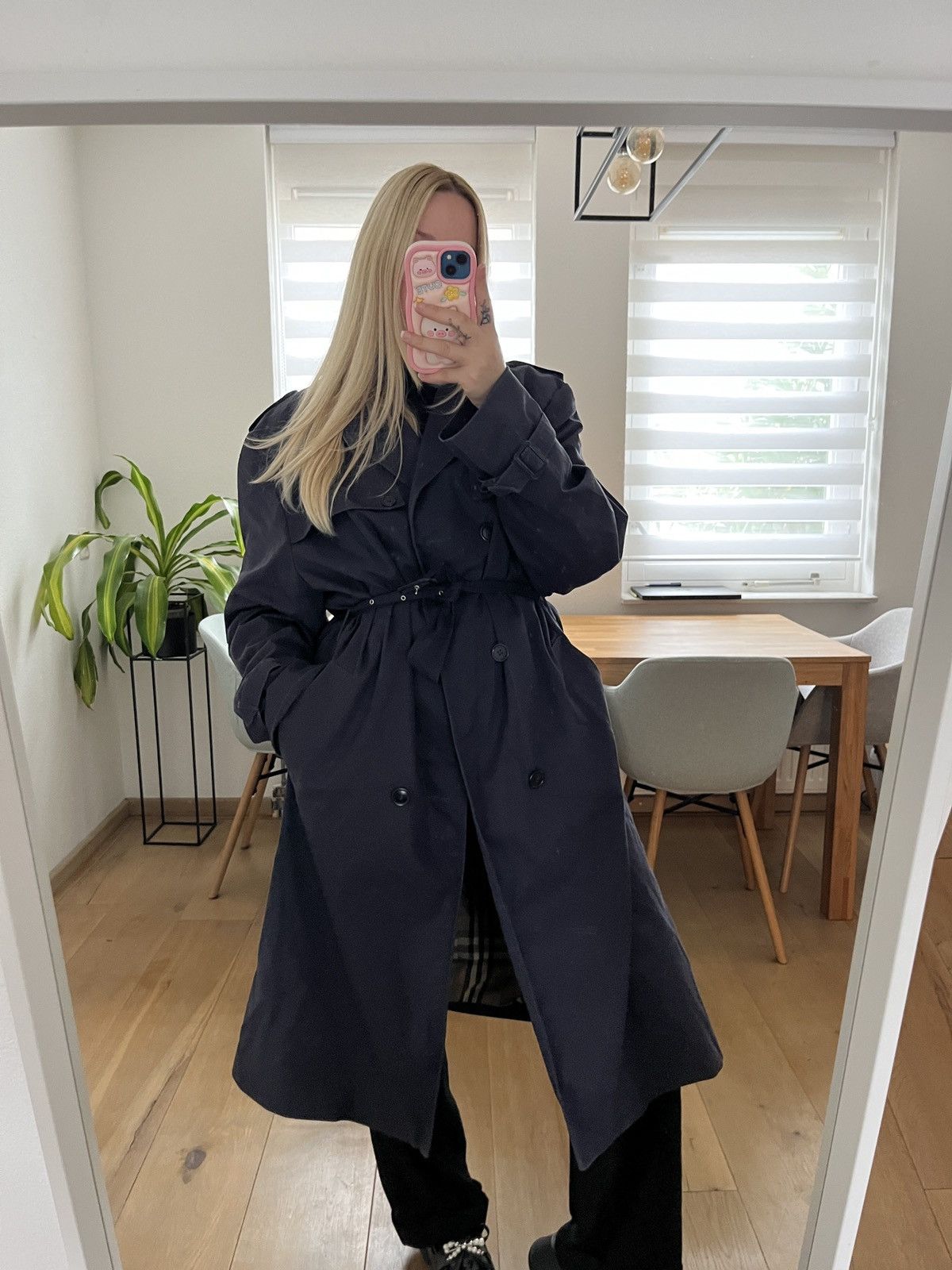 Burberry × Streetwear × Vintage Vintage Burberry navy long