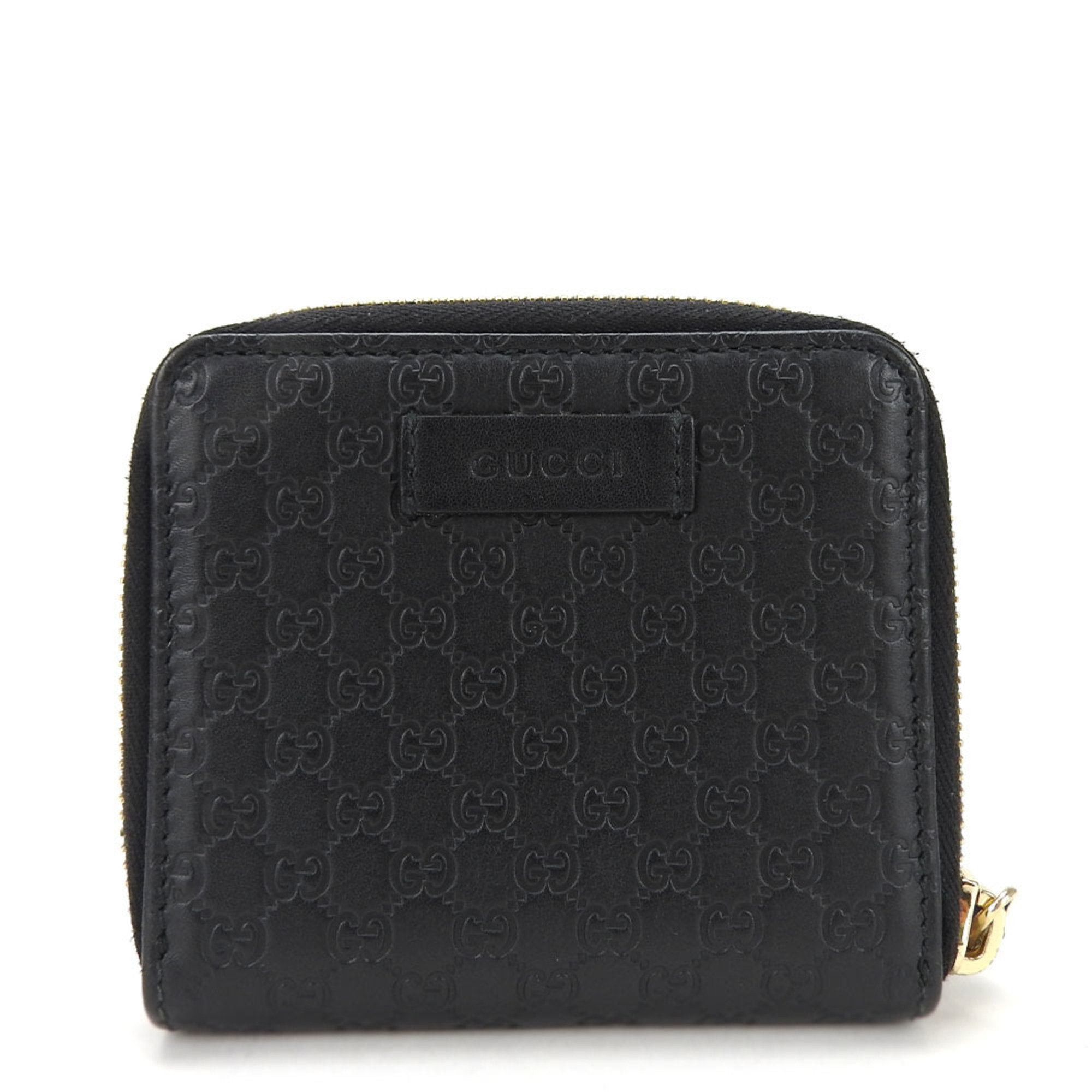 image of Gucci Bifold Wallet 449395 Micro Sima Leather Black Accessories Compact Women's