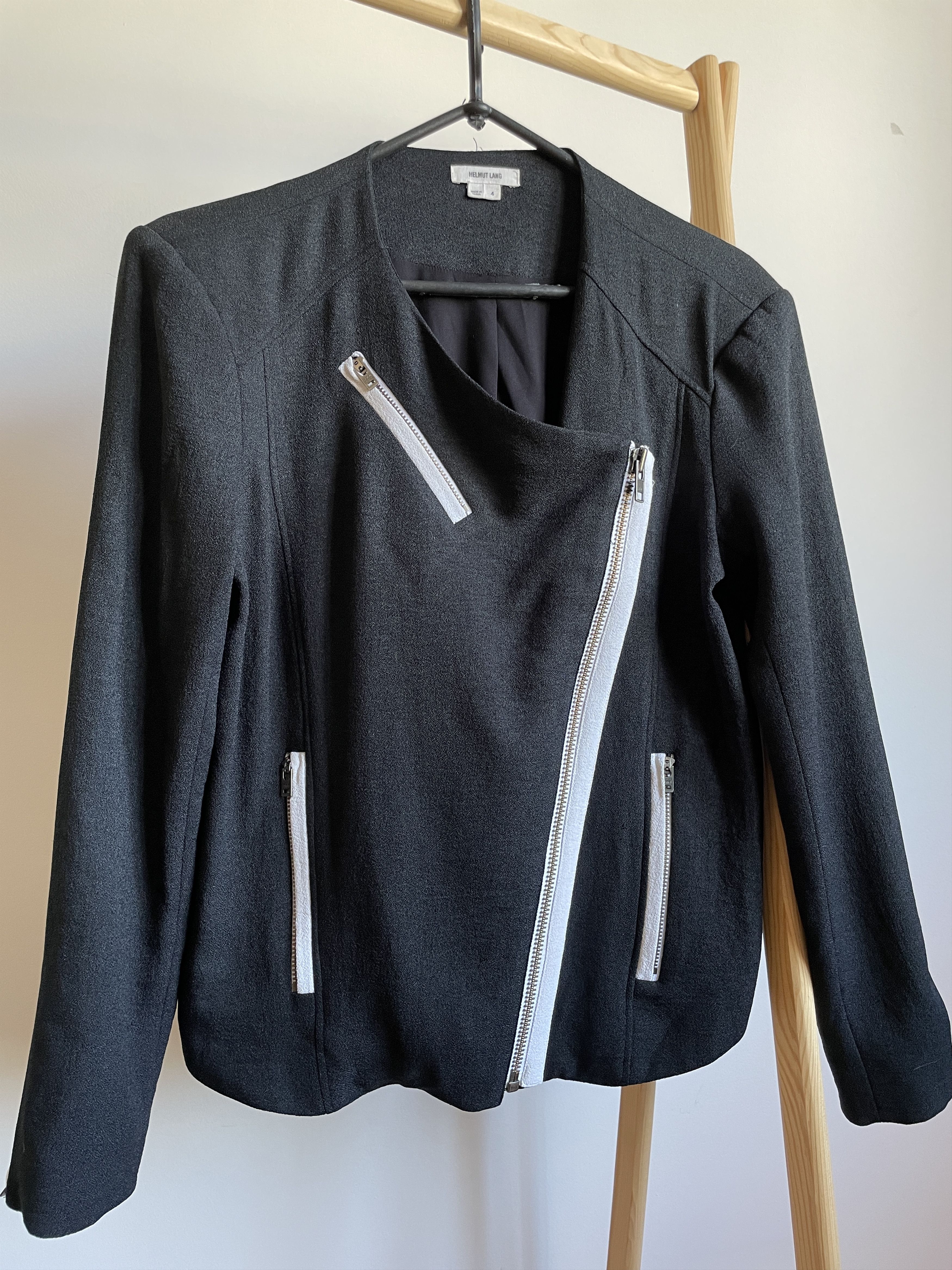 Helmut Lang Helmut Lang Womens Collarless Moto Asymmetrical Zip Jacket Size S / US 4 / IT 40 - 4 Thumbnail