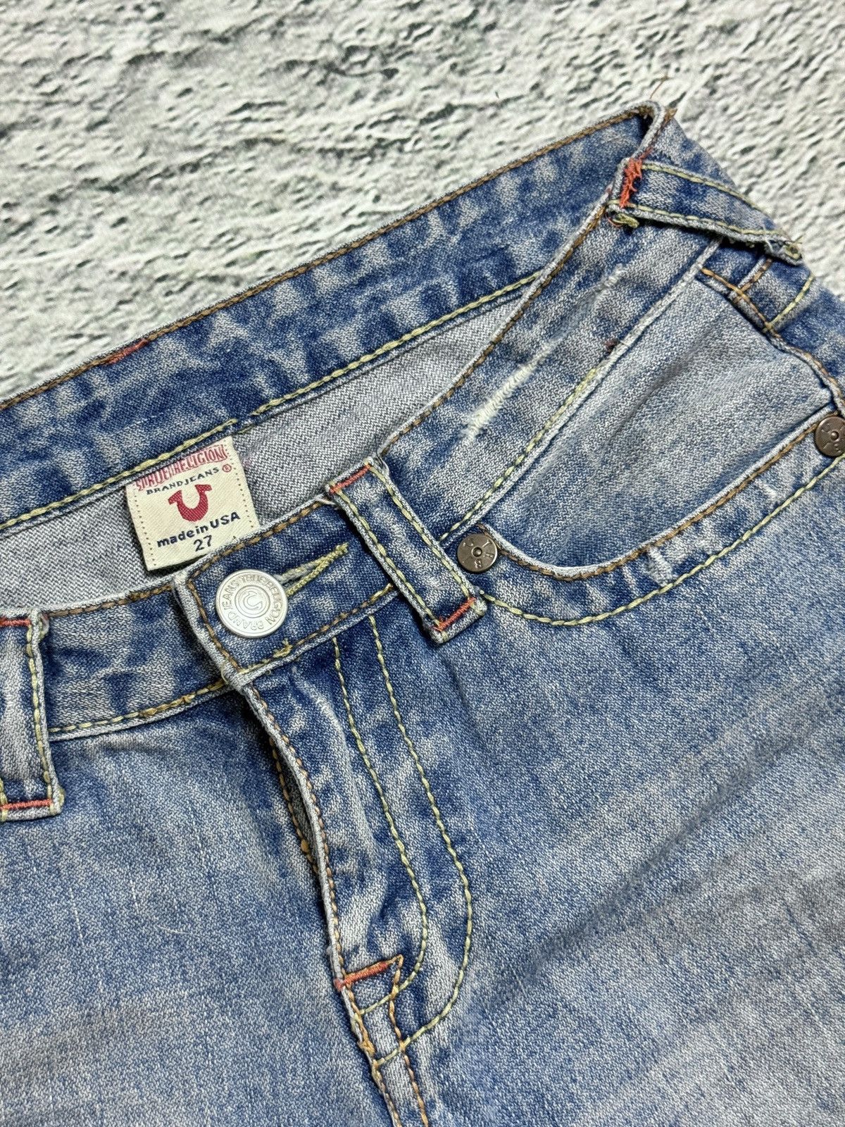 True Religion True Religion flared jeans blue white thick stitching Y2K Size 27" / US 4 / IT 40 - 9 Thumbnail