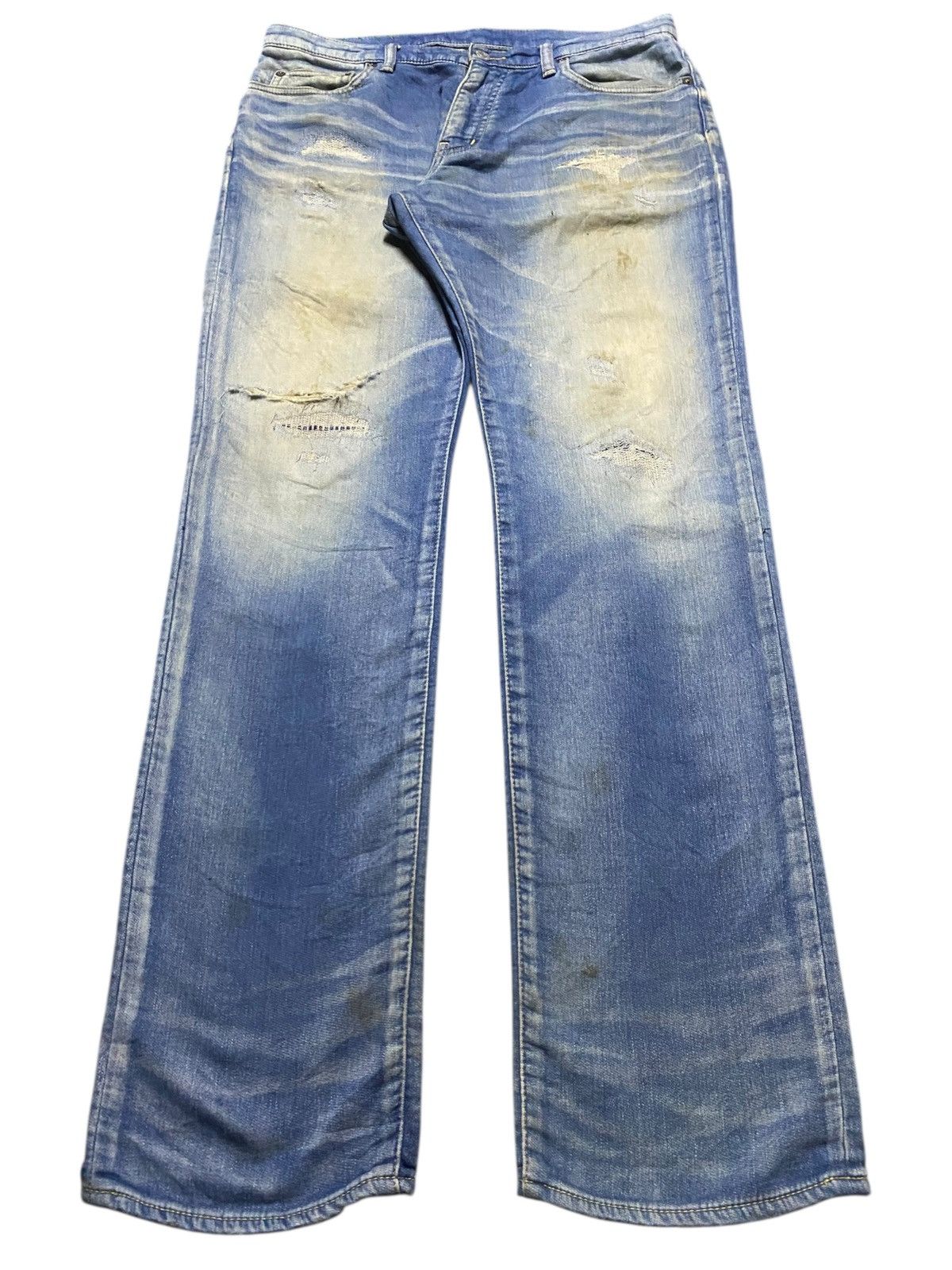 Japanese Brand Rare vintage RH Jeans navy & white denim straight leg jeans Size US 33 - 1 Thumbnail