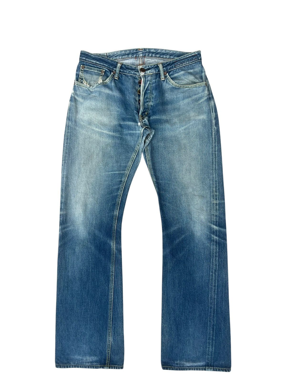 KATO Vintage Kato Japan Ripped Distressed Faded Denim Flare Jeans Size US 31 - 1 Thumbnail