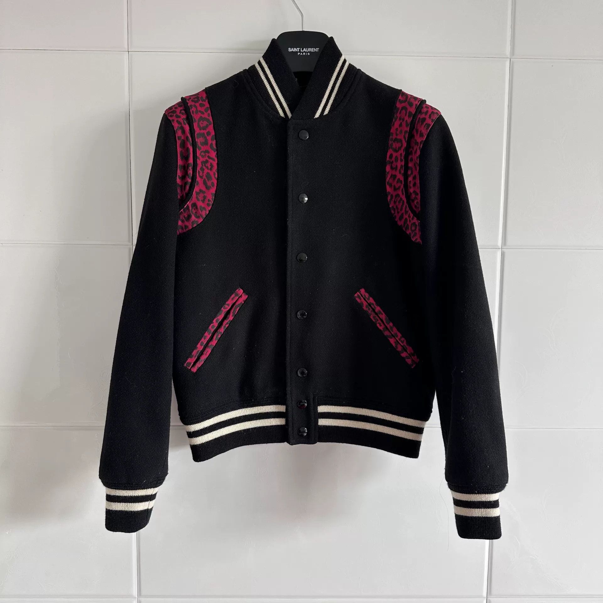 Saint Laurent Paris Saint Laurent Leopard Print Baseball Jacket Size US XXS / EU 40 - 1 Thumbnail