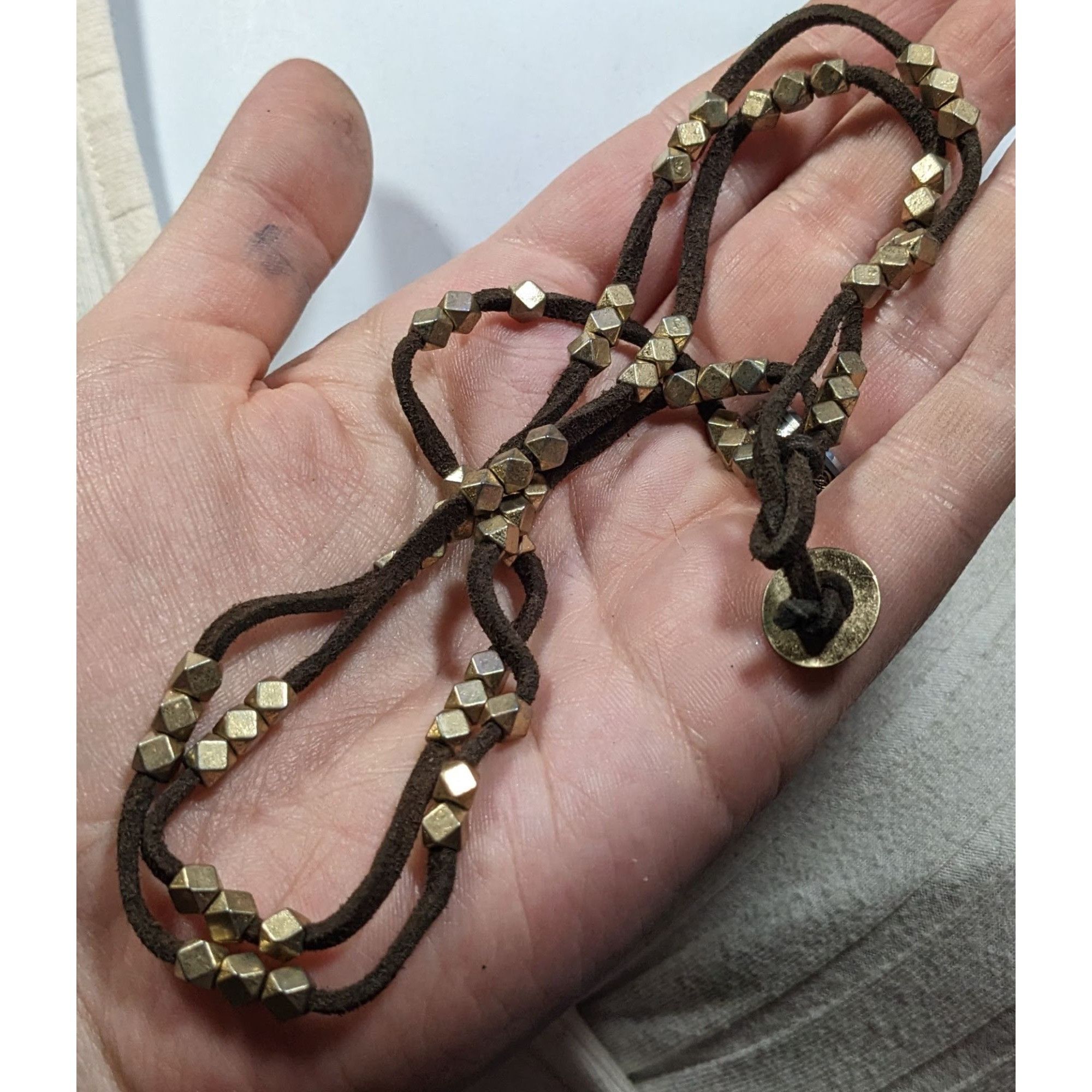 Other Bohemian Festival Suede Gold Tone Beaded Necklace/Wrap Brace Size ONE SIZE - 4 Thumbnail
