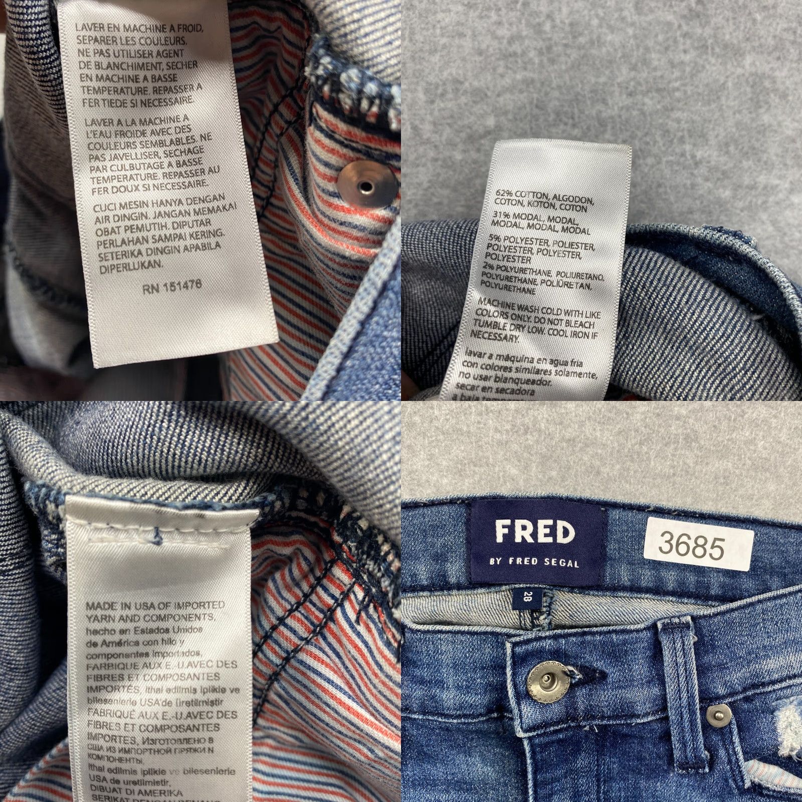 Fred Segal Fred Segal Jeans Womens Blue Skinny Distressed Ripped Denim USA Made 28 Size 28" / US 6 / IT 42 - 10 Thumbnail