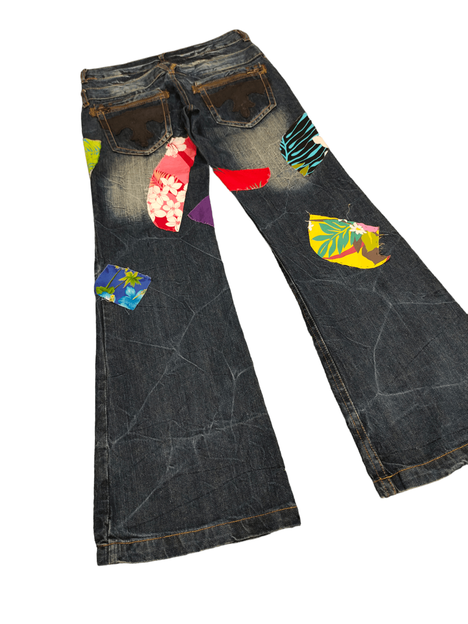 If Six Was Nine Flare Jeans Japan Patchwork Faded Boot Cut Y2k Lgb Size US 29 - 13 Thumbnail