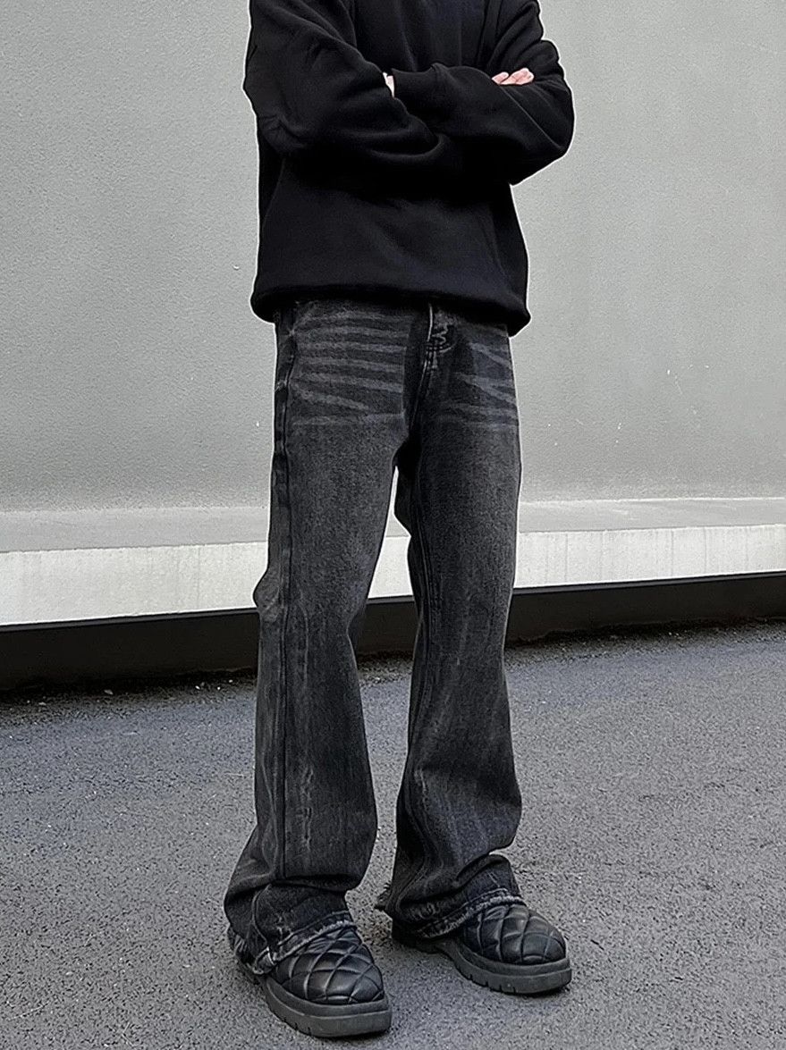 Jean Men Black Straight-leg Jeans Size US 31 - 1 Thumbnail