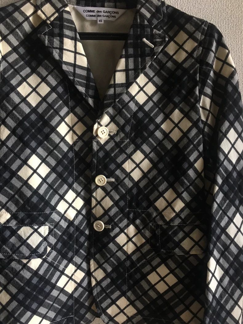 Comme des Garcons Comme Des Garcons Retro checked cream wool blazer Size XS / US 0-2 / IT 36-38 - 3 Thumbnail