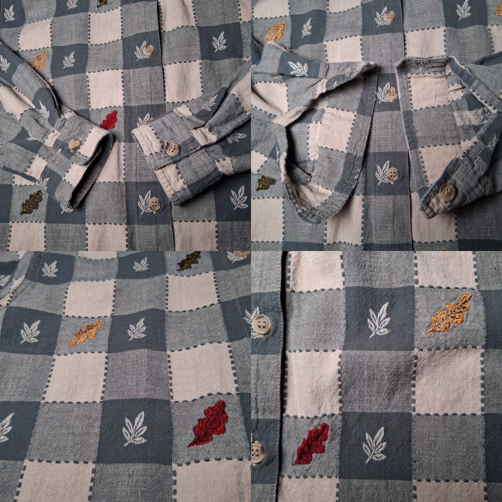 Vintage VINTAGE Casey & Max Shirt Women S Green Plaid Leaf Nature Cabin Cottage ButtonUp Casual Cotton Embroidered Leaves Fall Cottagecore Size S / US 4 / IT 40 - 9 Thumbnail