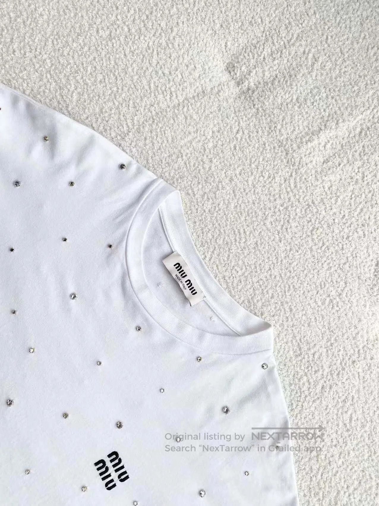 Miu Miu Miu Miu Embroidered logo full of diamonds long-sleeved T-s Size S / US 4 / IT 40 - 4 Thumbnail