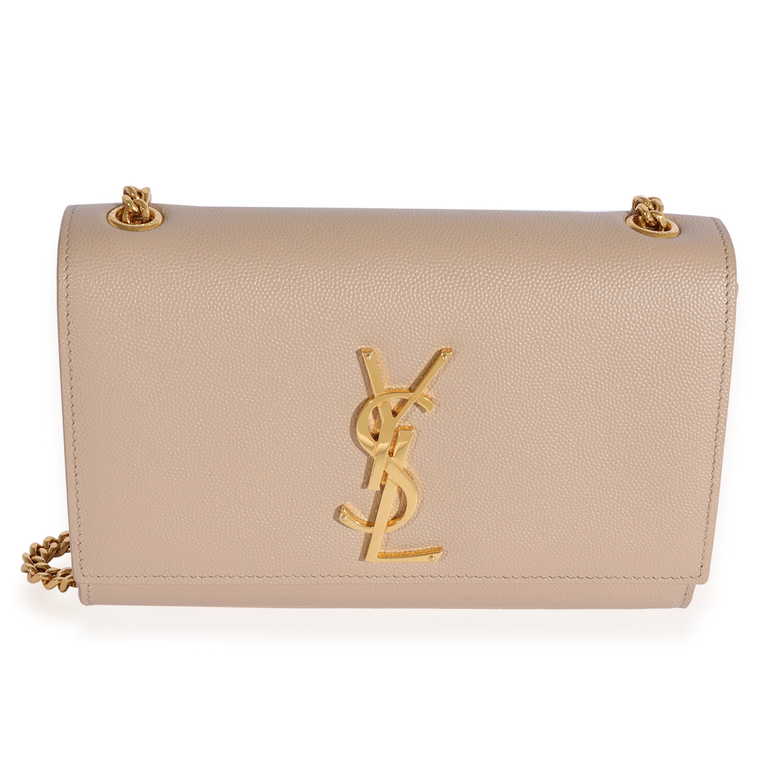image of YVES Saint Laurent Beige Grain De Poudre Small Kate Chain Bag, Women's
