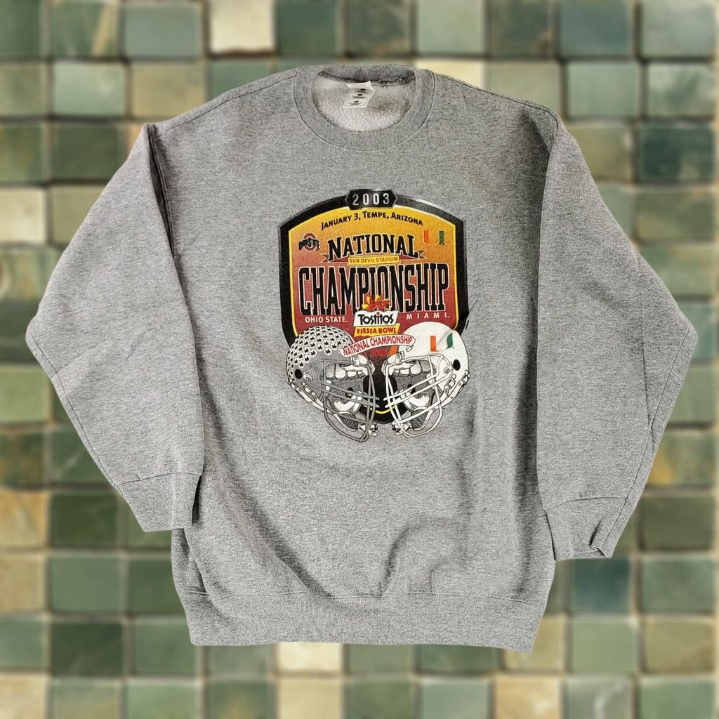 Fruit Of The Loom VINTAGE Ohio State Sweatshirt Gray Mens XL Fiesta Bowl BCS National Champions Y2k Pullover Sweatshirt Size US XL / EU 56 / 4 - 1 Thumbnail