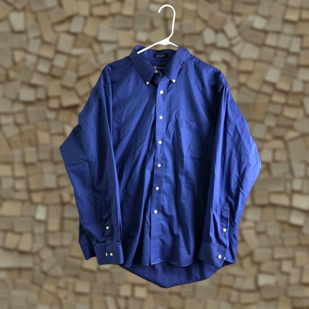 Chaps Chaps Shirt Mens 17 34/35 Blue Long Sleeve Button-Down Collar Solid Shirt Size US XL / EU 56 / 4 - 1 Thumbnail
