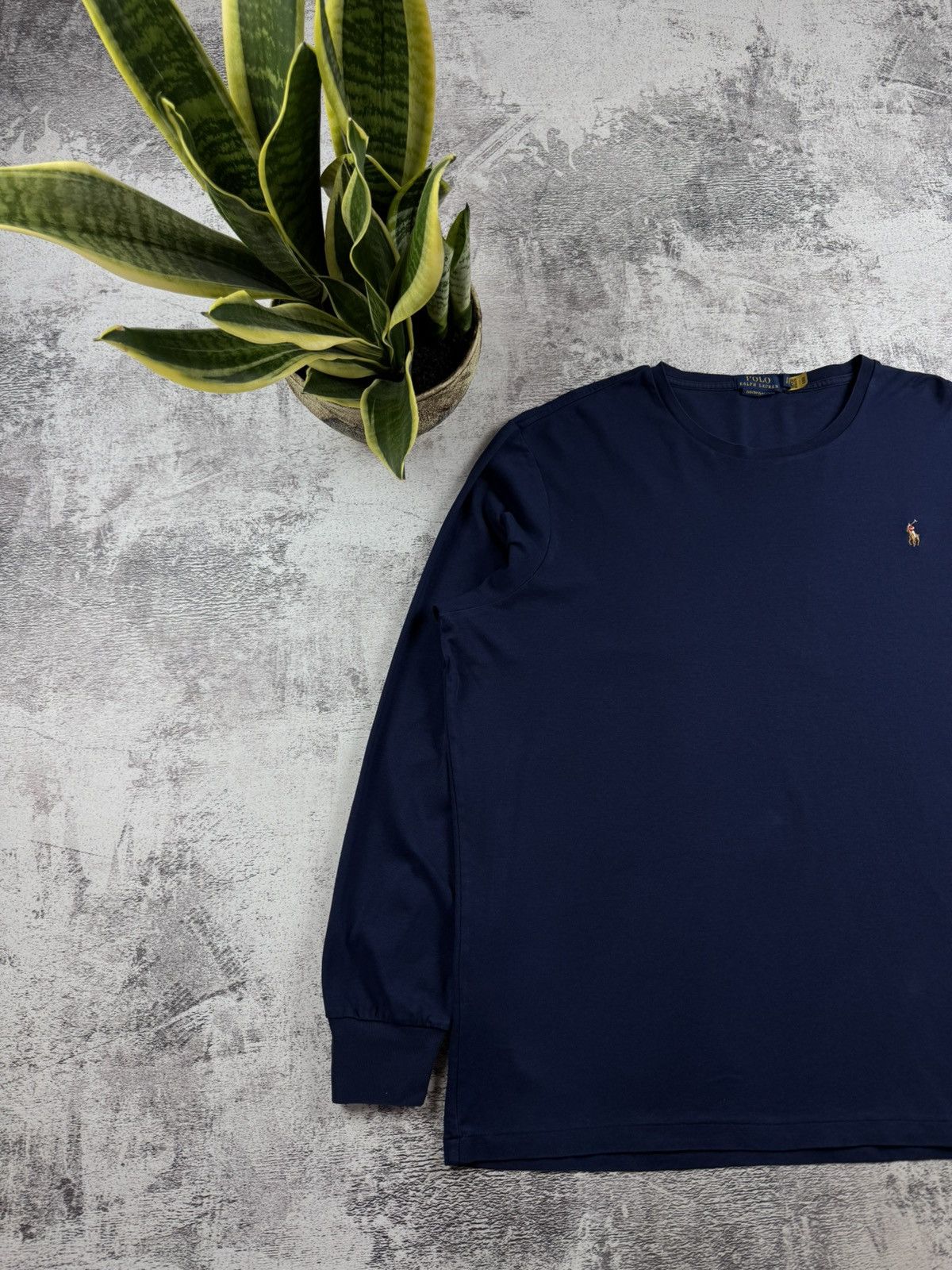 Polo Ralph Lauren Polo Ralph Lauren XXL Cotton Slim Fit Crew Neck Long-Sleeve Blue T Shirt Jersey Size US XXL / EU 58 / 5 - 2 Thumbnail