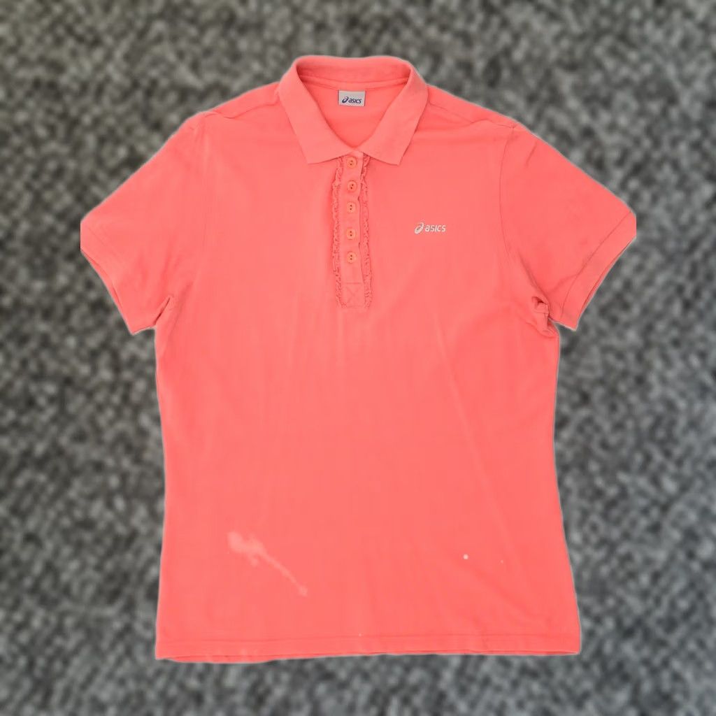 Asics ASICS Womens Polo Shirt XL Pink Cotton Ruffle Front Size XL / US 12-14 / IT 48-50 - 1 Thumbnail