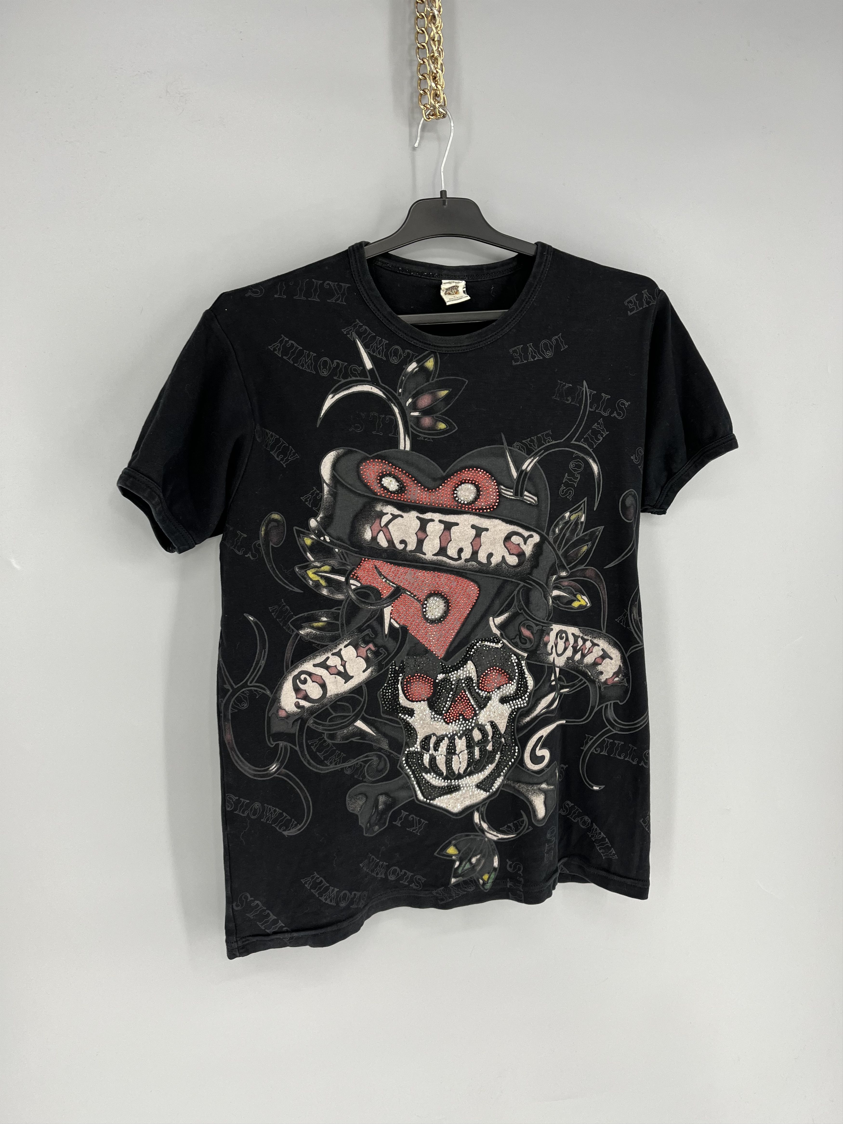 Affliction Vintage Y2K Christian Audigier Women’s Rhinestones T-Shirt Size L / US 10 / IT 46 - 2 Thumbnail